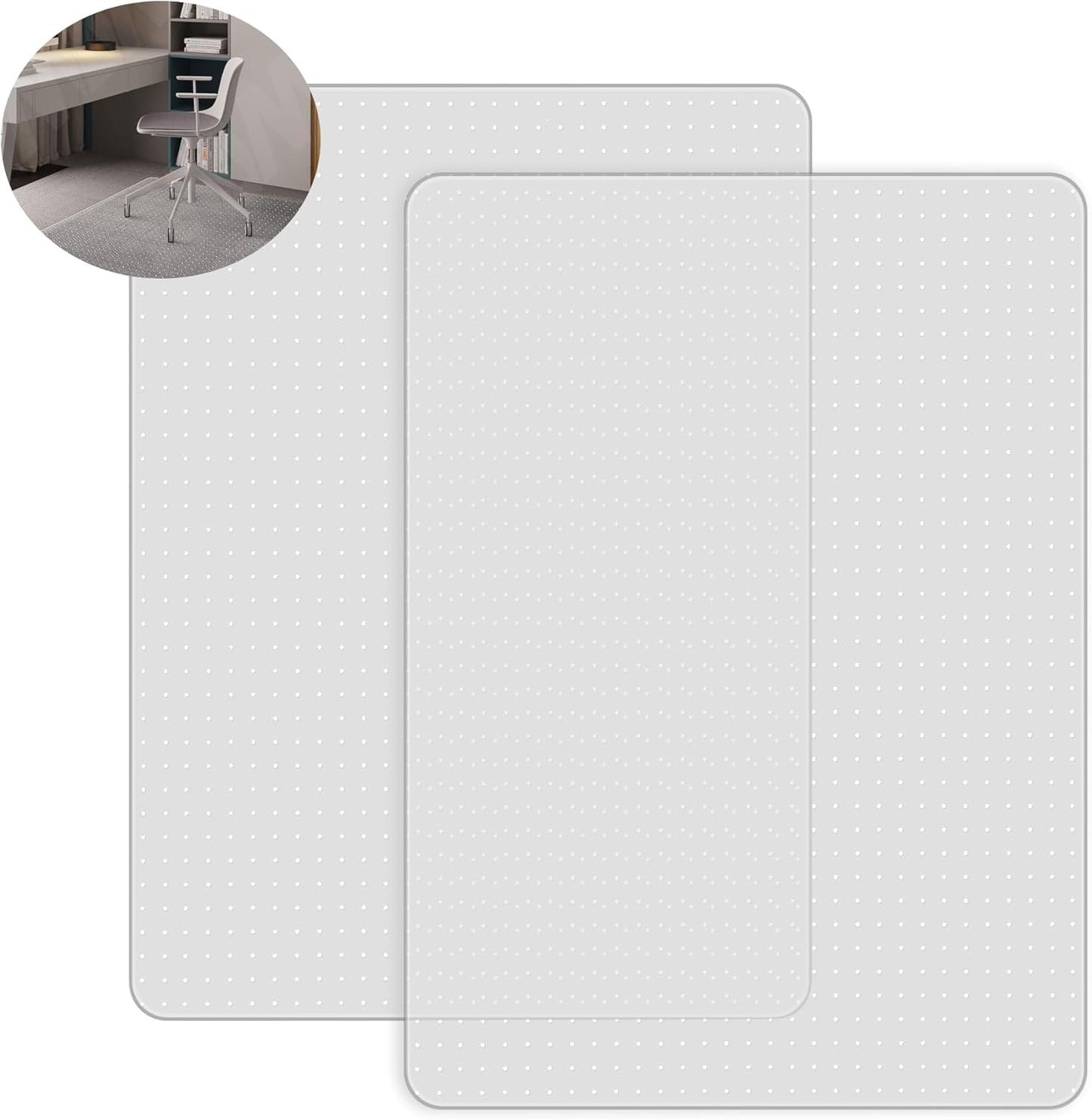 2 Pack Office Chair Mat for Carpets - Thick and Sturdy Protector