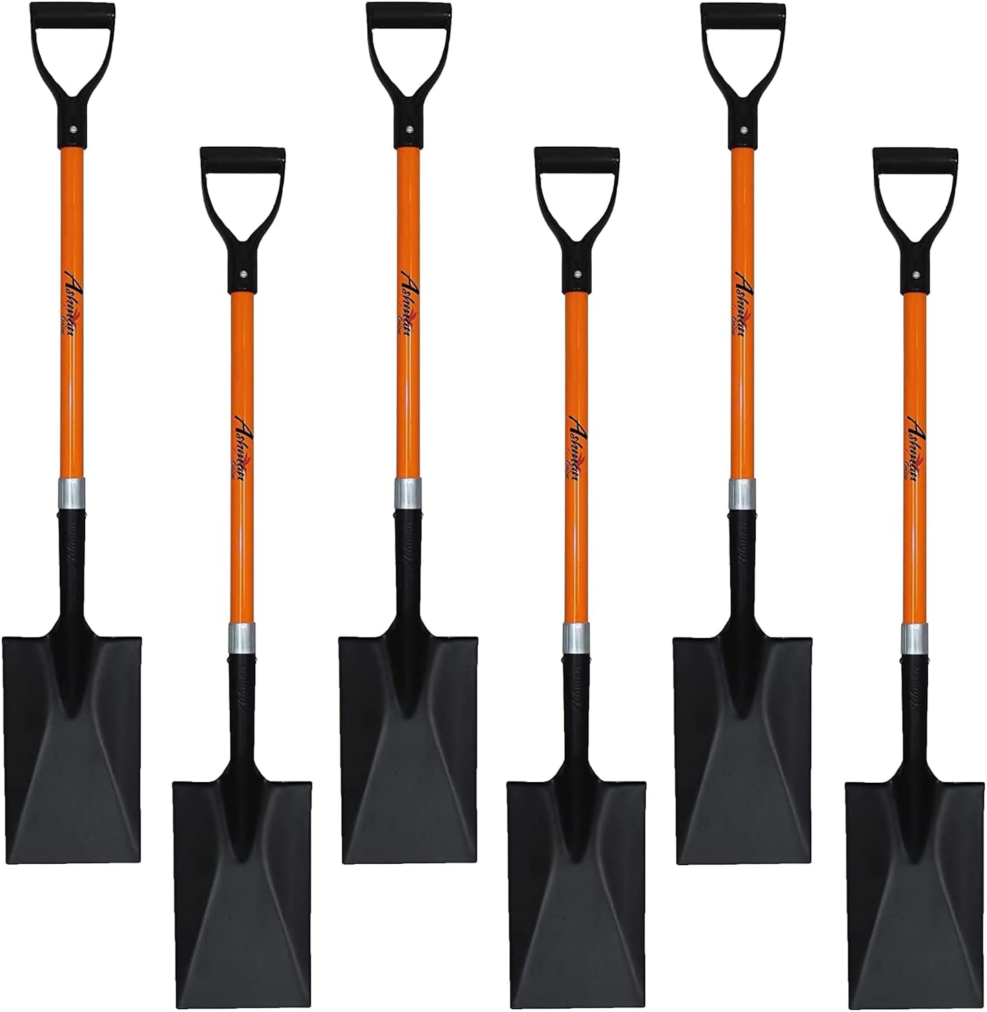 Ashman Spade Shovel 6 Pack with Durable D Handle Grip