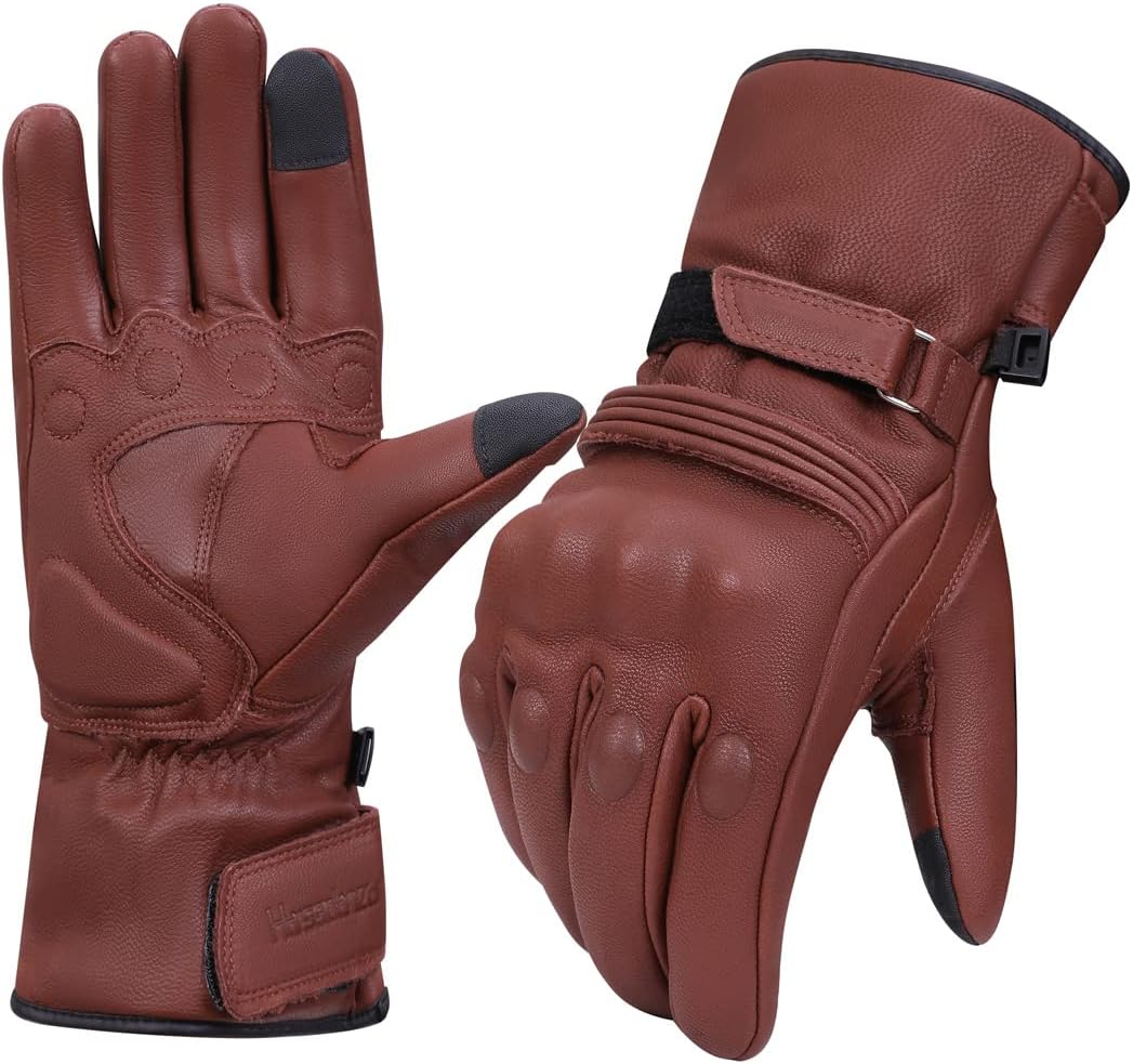 Harssidanzar Men Winter Motorcycle Gloves for Cold Weather Riding
