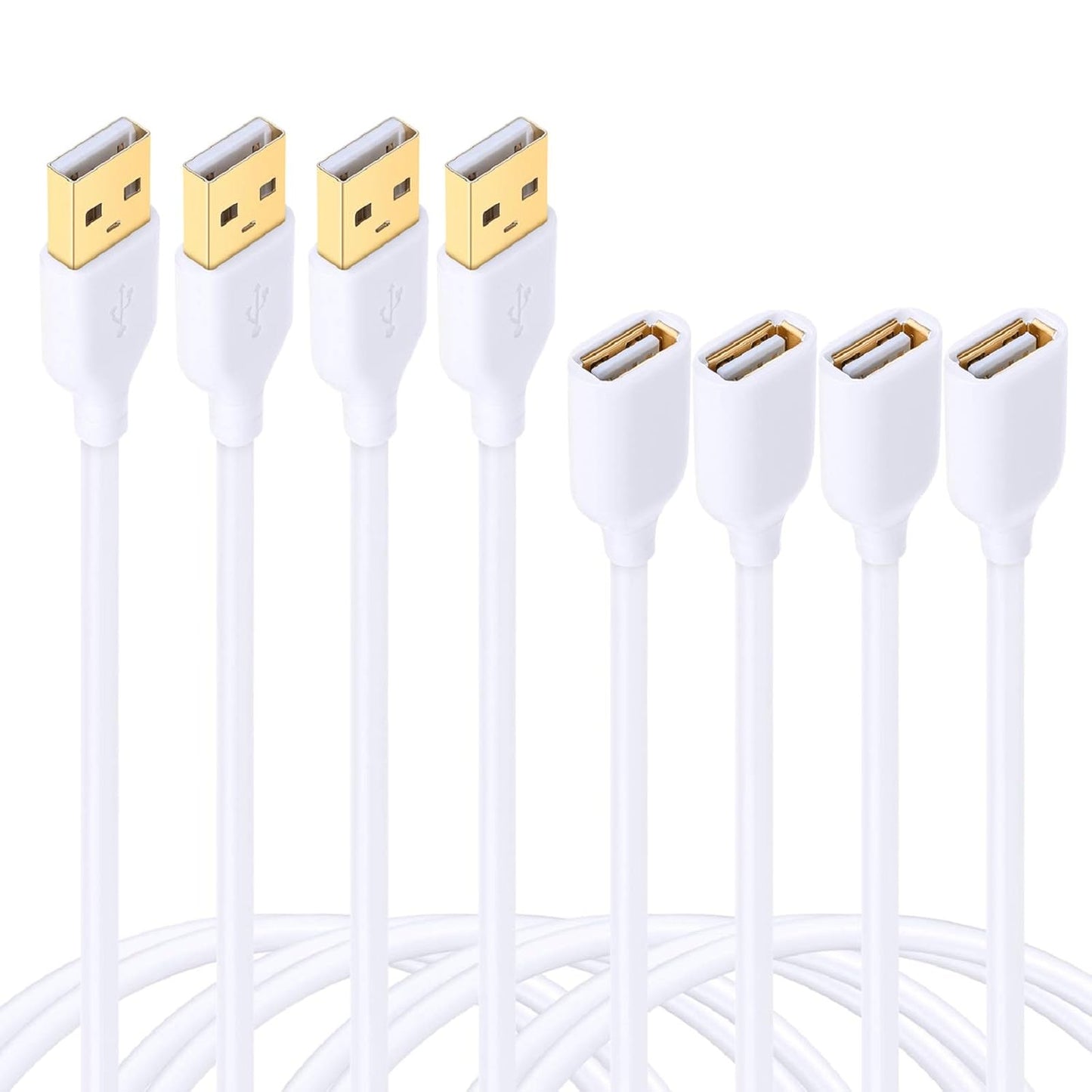 Besgoods 4-Pack 6ft USB Extension Cables - Extend Your Reach!