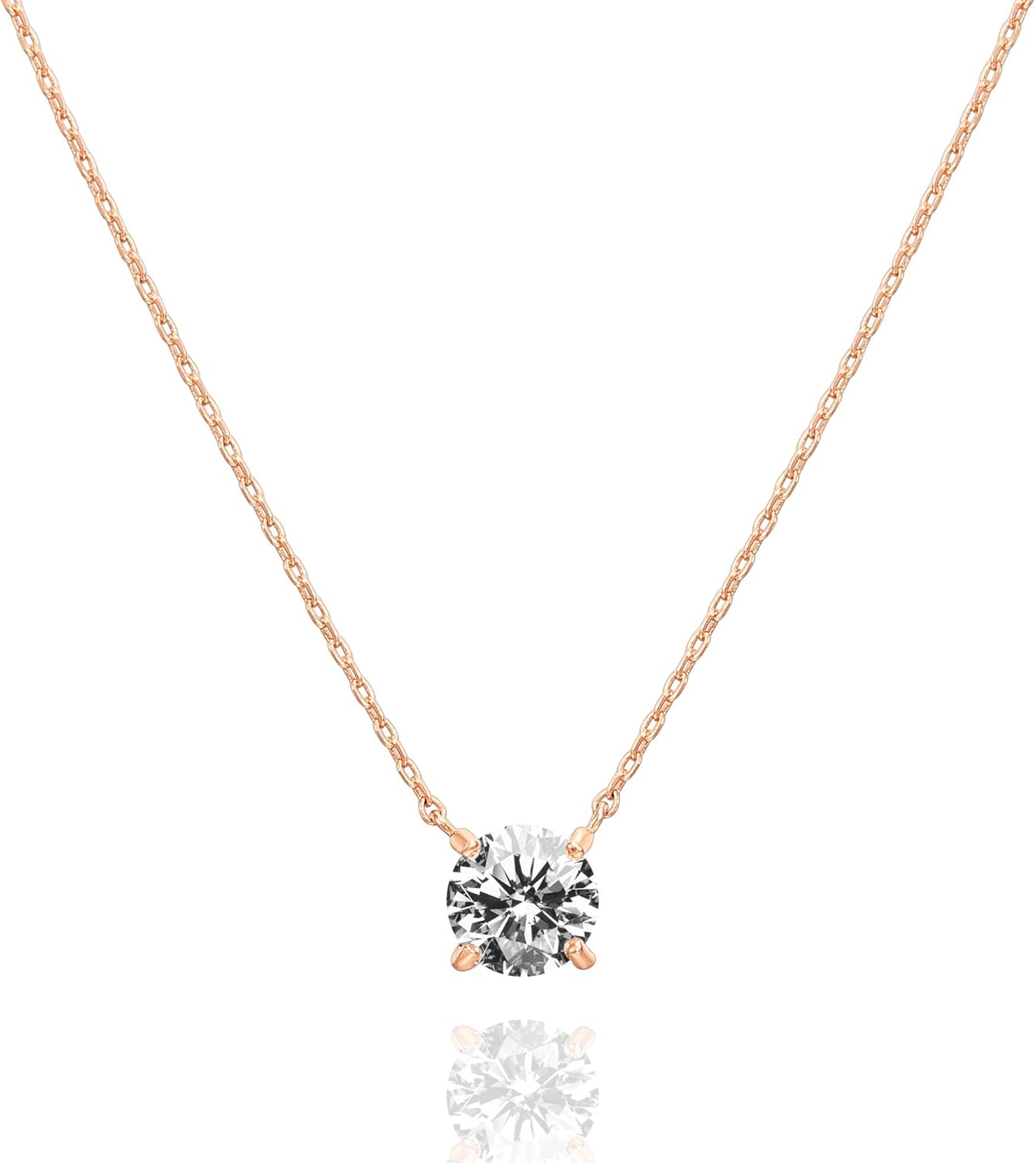14K Gold Plated Crystal Solitaire Choker Necklace for Women