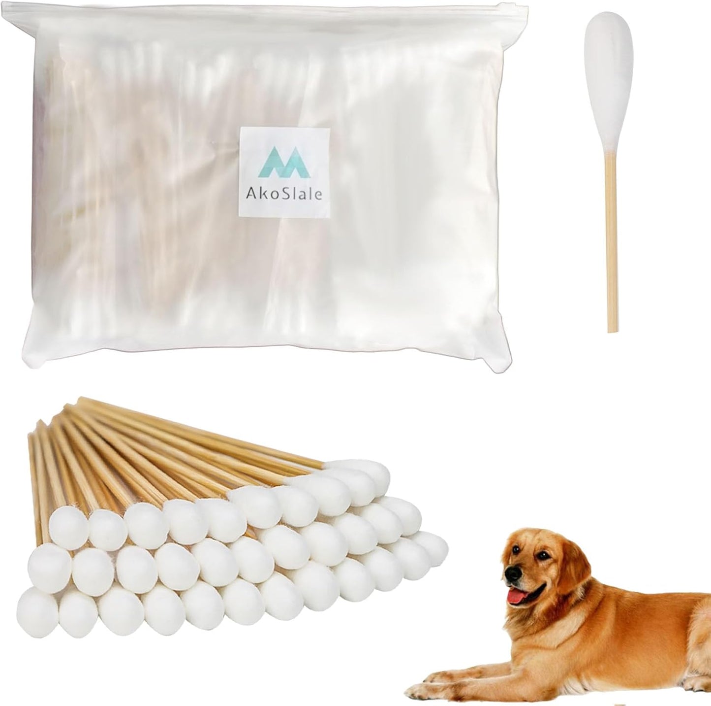 Large Cotton Swabs for Dog Ear Cleaning - 600PCS Extra Long