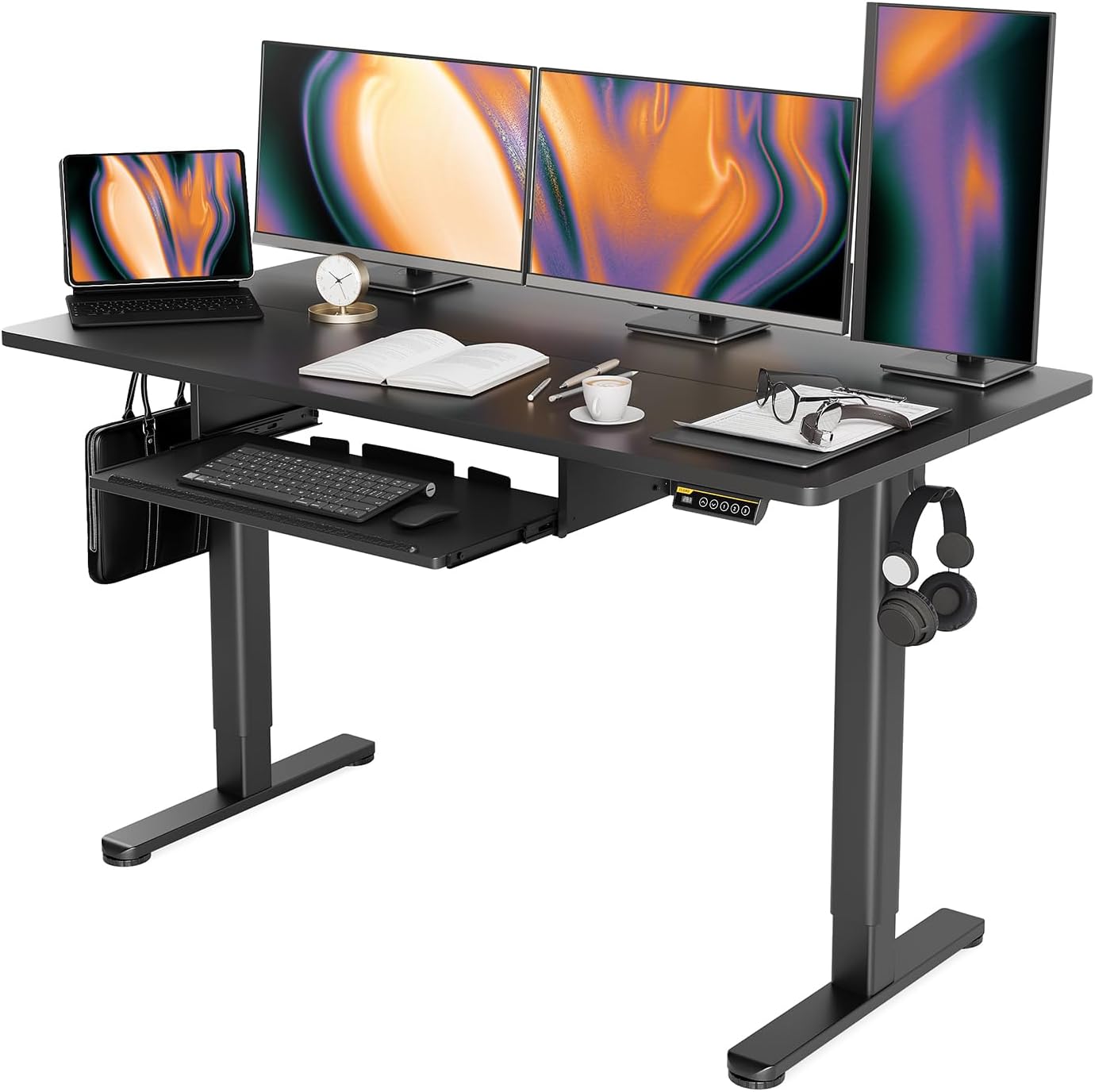 Claiks Adjustable Height Standing Desk with Keyboard Tray 55 in