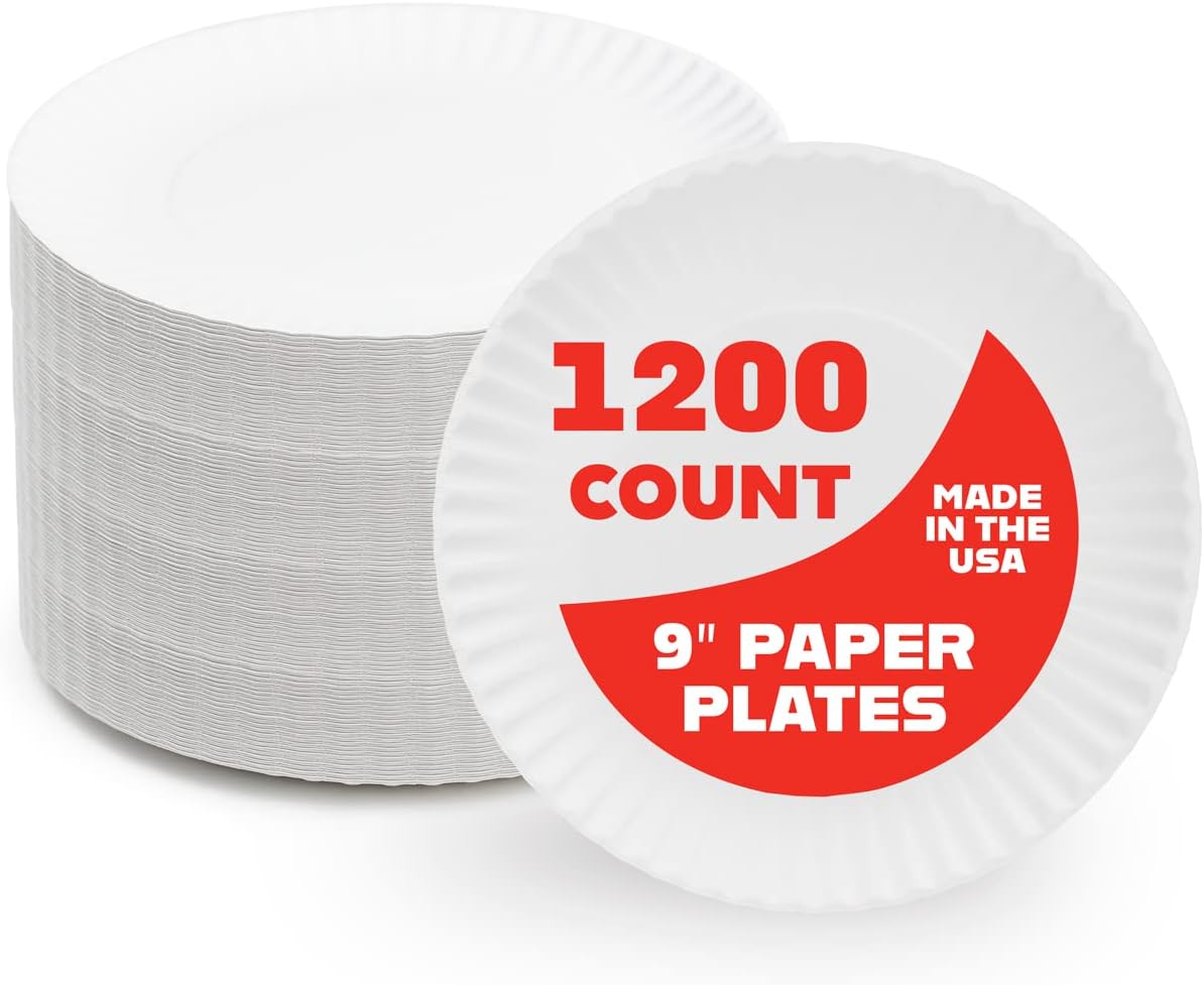 Uncoated 9-Inch White Paper Plates for Crafts and Foodware