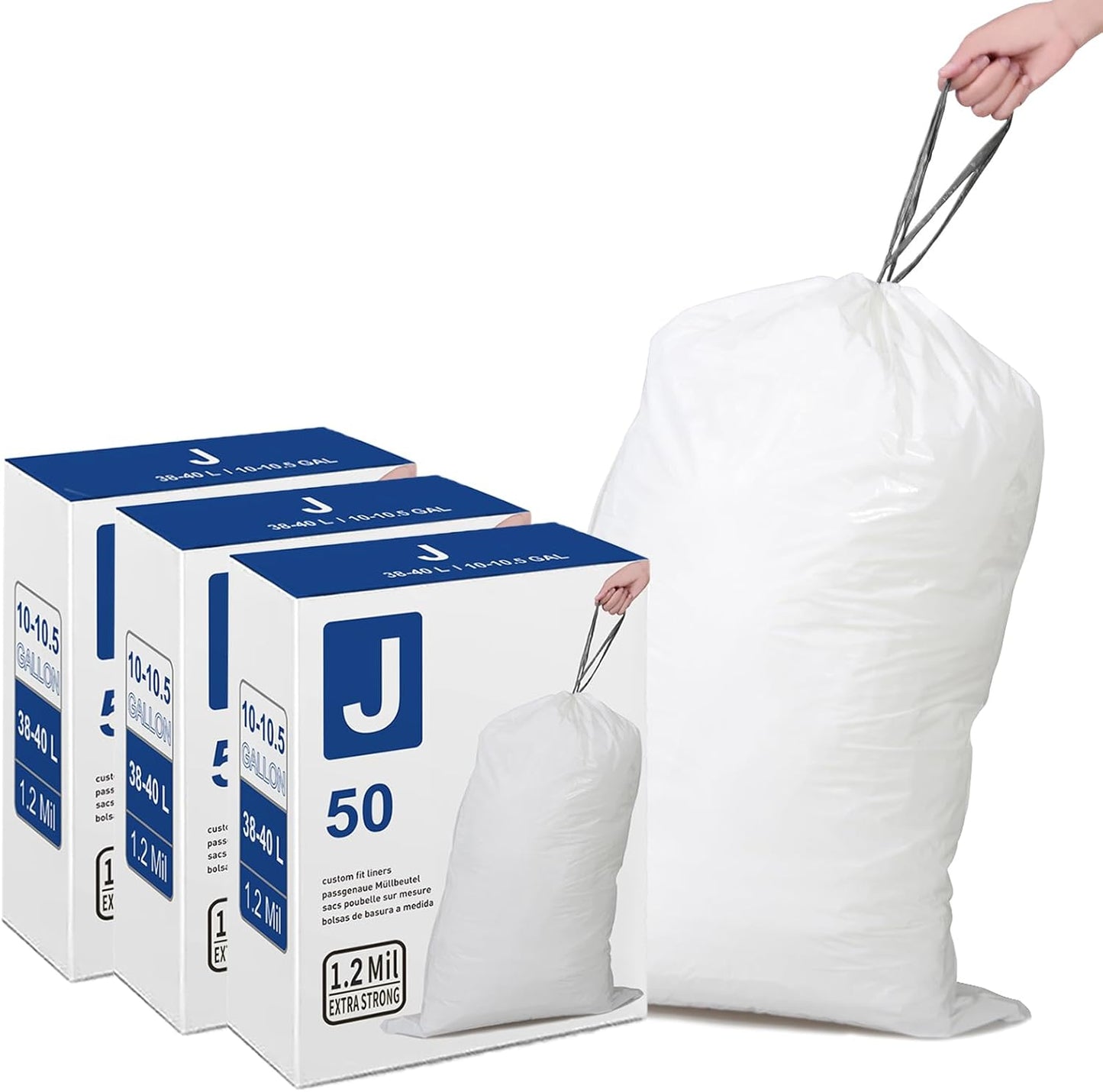 Code J Heavy Duty Trash Bags 10-10.5 Gallon 150 Count Pack