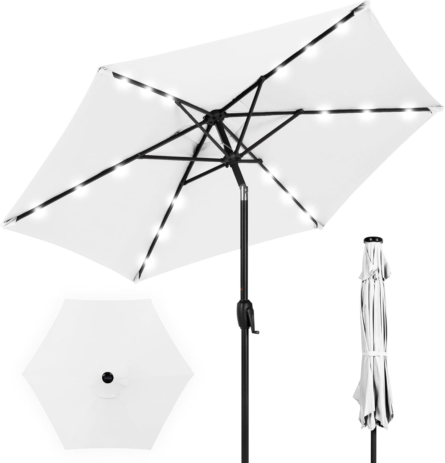 7.5ft Outdoor Solar Market Table Patio Umbrella with LED Lights