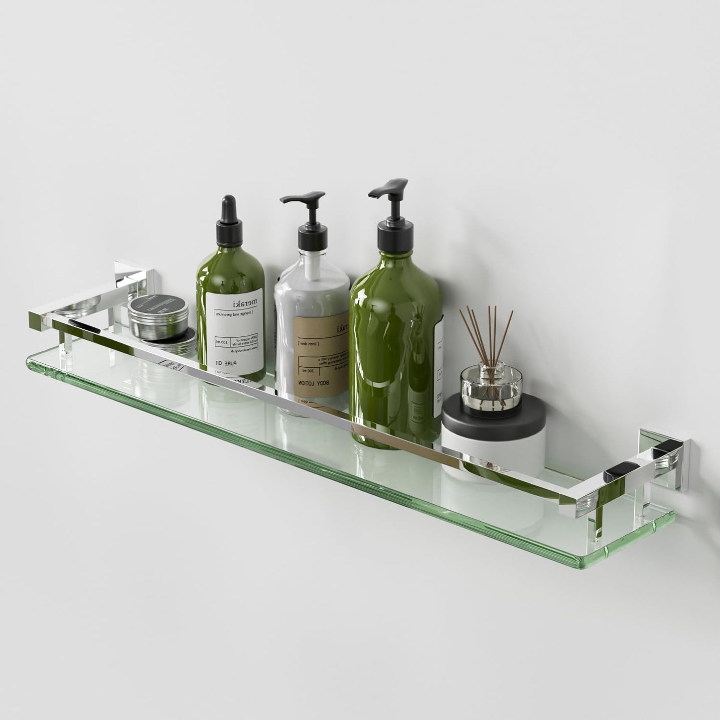 Alise Bathroom Shelf Wall Mounted, Large Capacity Glass Shelf