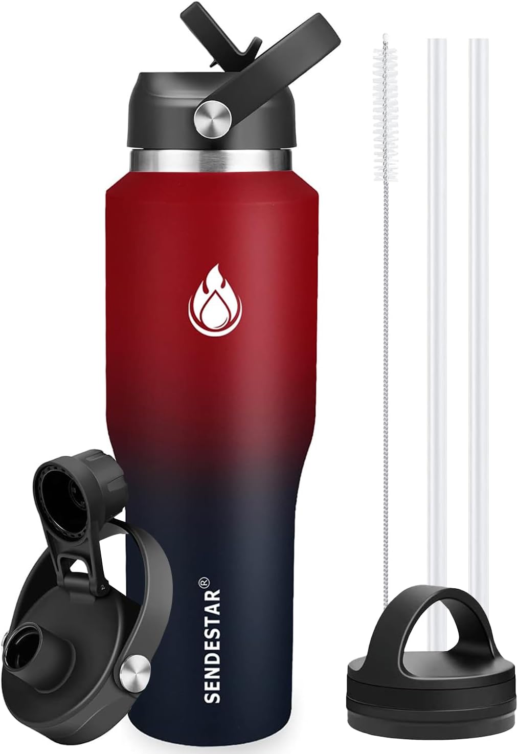 SENDESTAR 40oz Water Bottle with Dual Lids for Every Adventure