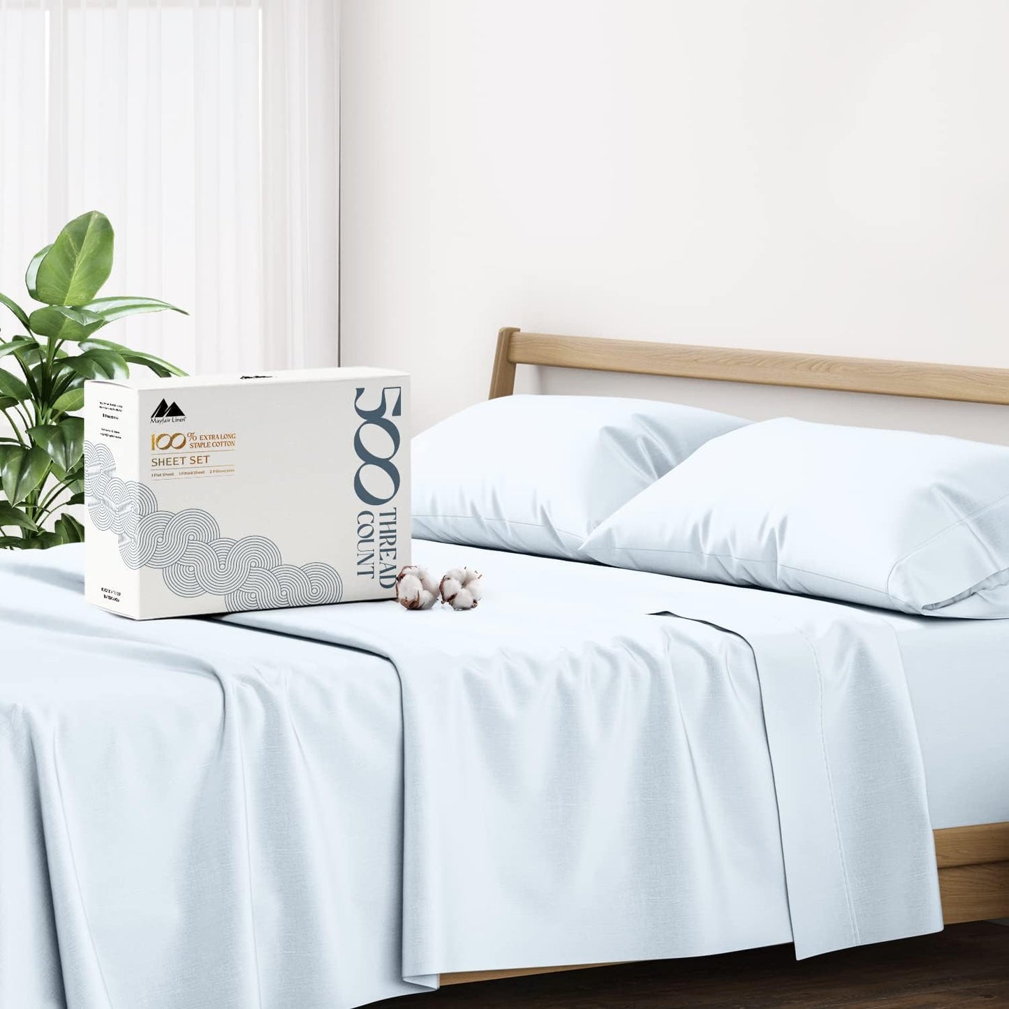 100% Cotton Full Bed Sheets Set - Soft, Cooling, Hotel-Quality