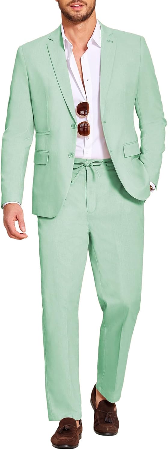 Stylish COOFANDY Men's 2 Piece Linen Suit Set for All Occasions