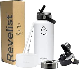 Revelist Sports Water Bottle - 32 Oz Insulated Flask with Lids