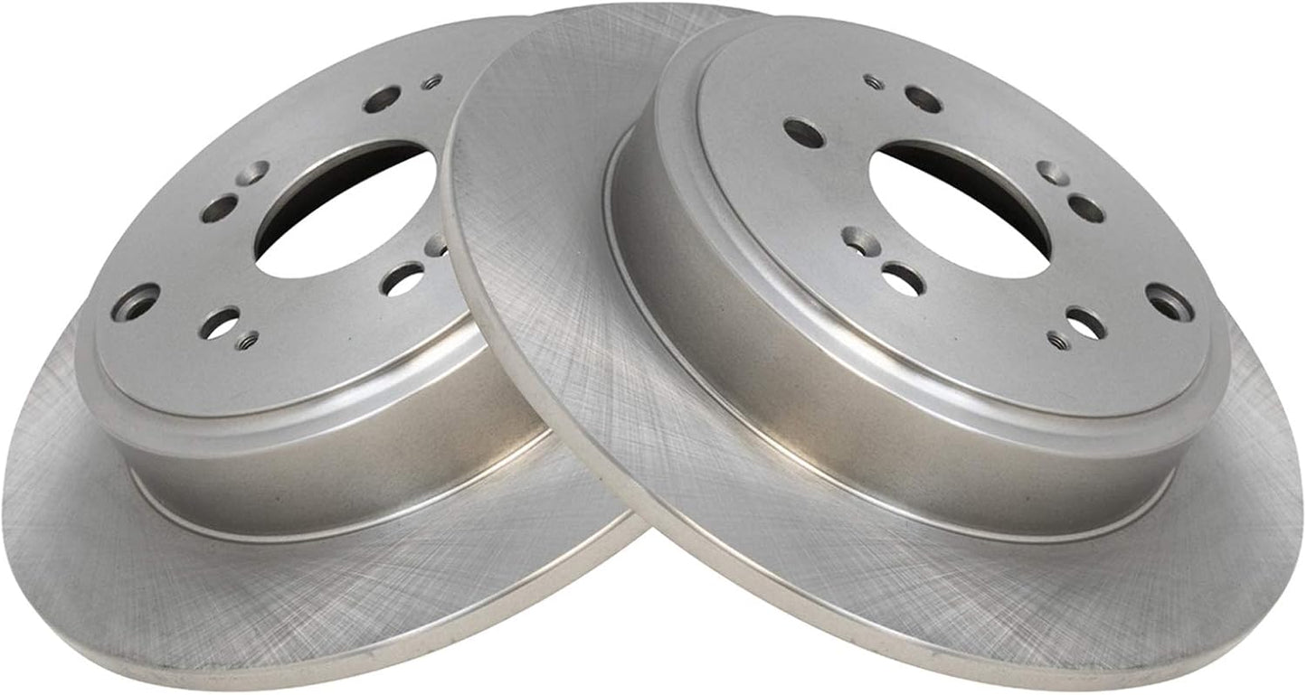 TRQ Rear Brake Rotors Set Solid for 2006-2014 Honda Ridgeline