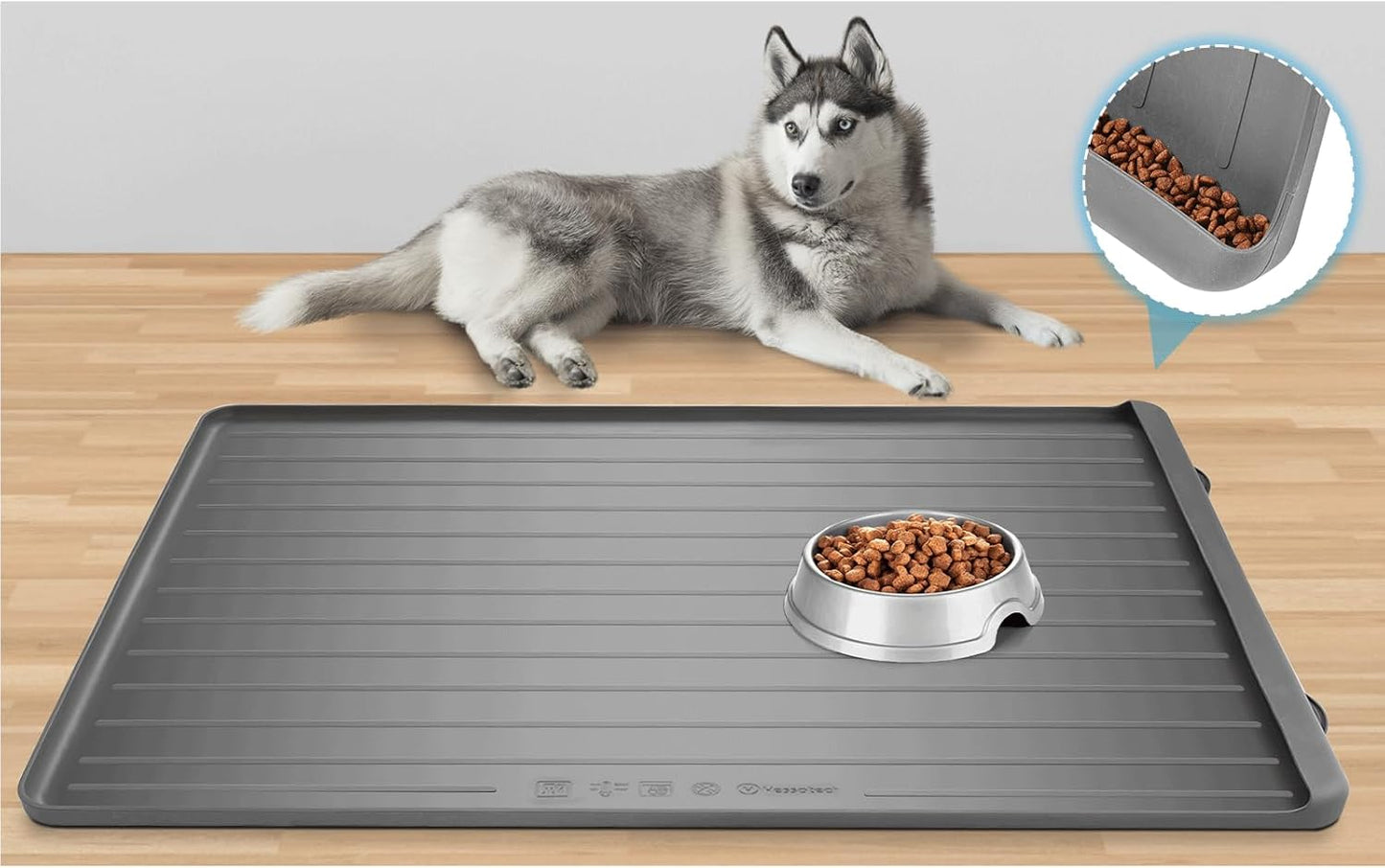 Dog Feeding Mat - Large Silicone Pet Food Mat with Pocket Design
