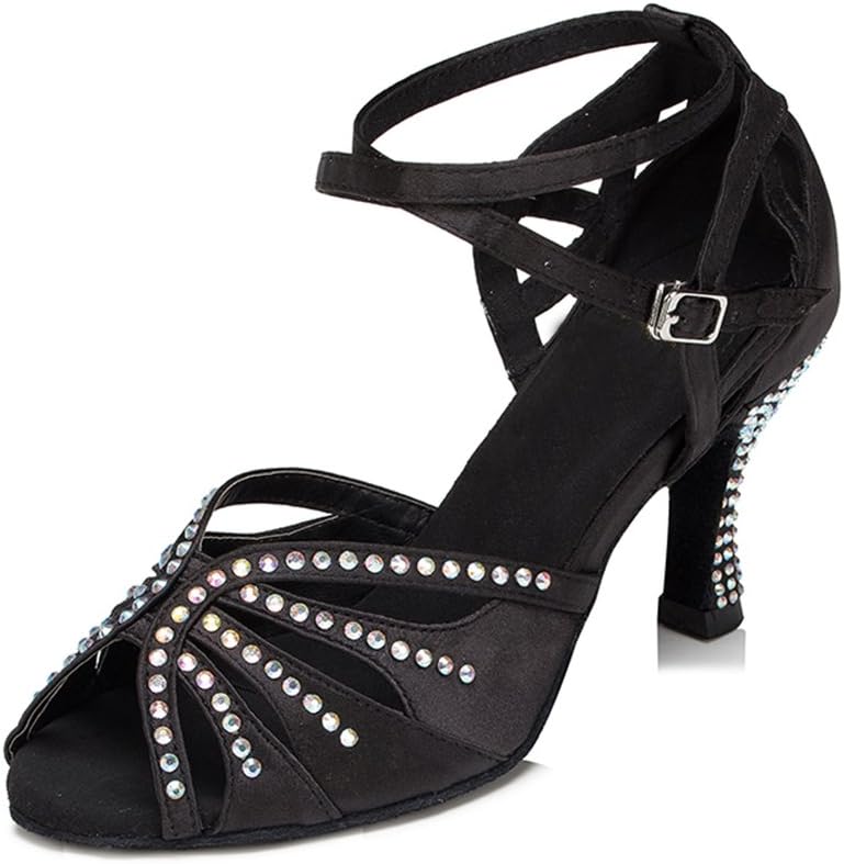 Women Rhinestone Ballroom Dance Shoes for Latin Salsa Performance