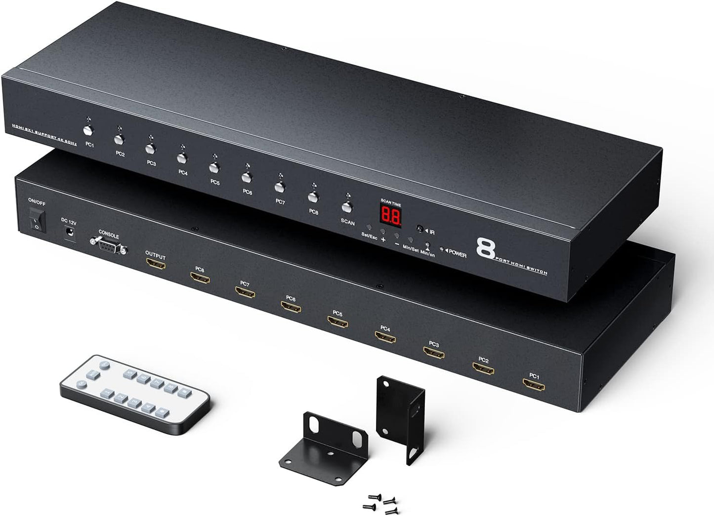 4K 60Hz HDMI Switch 8 Port with Remote and Rack Mount Ears
