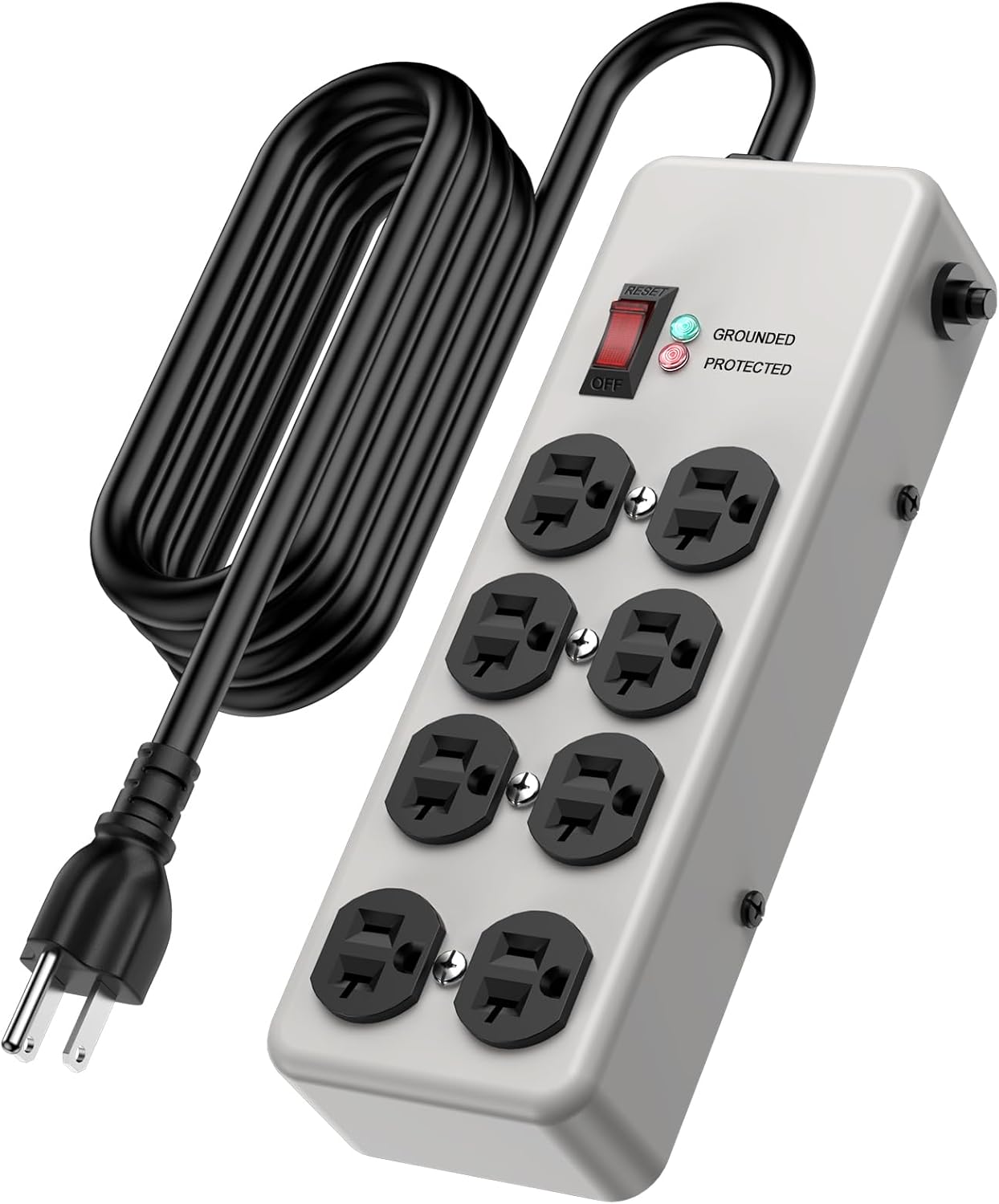HEZI 20A Power Strip Surge Protector with 8 Outlets and Cord