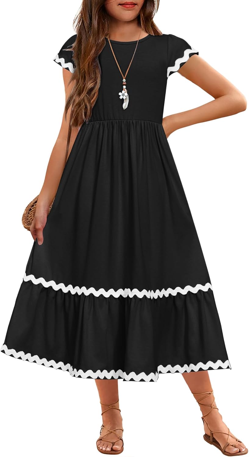 Arshiner Girls Summer Maxi Dresses with Pockets for Ages 4-14