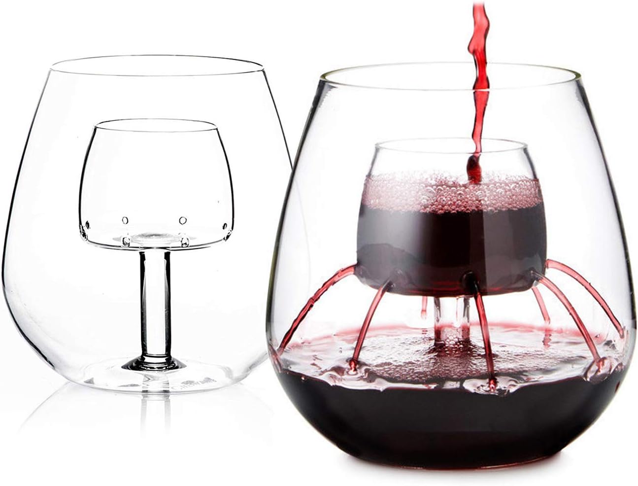Stemless Aerating Wine Glasses Set of 2 with Built-In Aerator