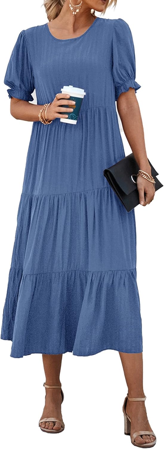 PRETTYGARDEN Summer Floral Midi Dress for Women - Boho Style