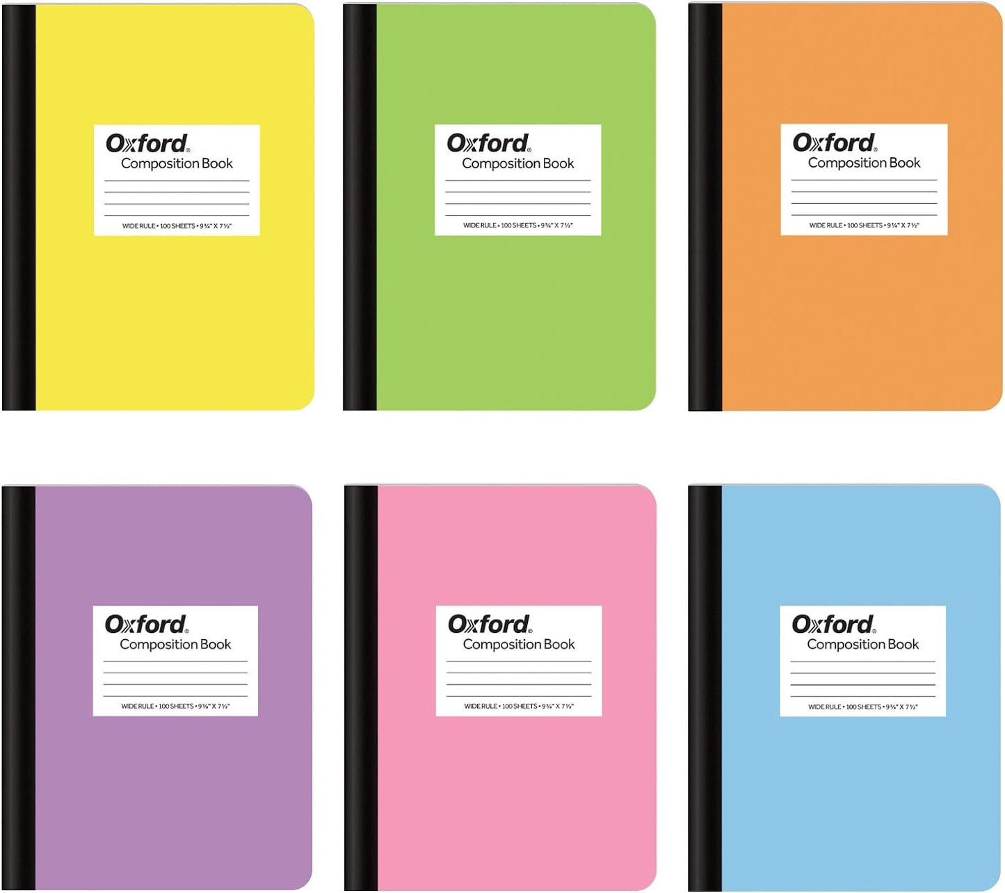 6 Pack Oxford Wide Ruled Notebooks - Perfect School Writing Companion