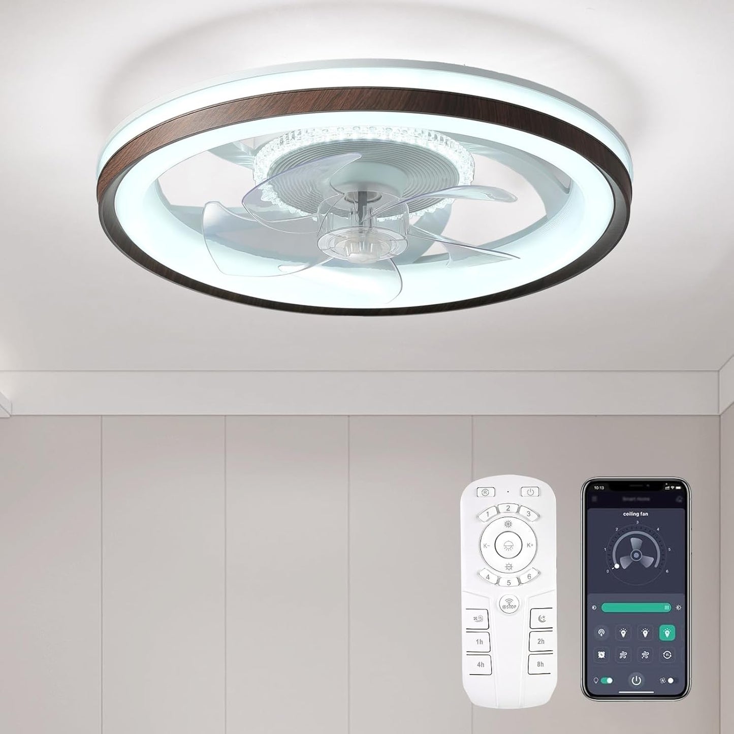 FTZVRD Ceiling Fan with Light and Remote for Small Rooms