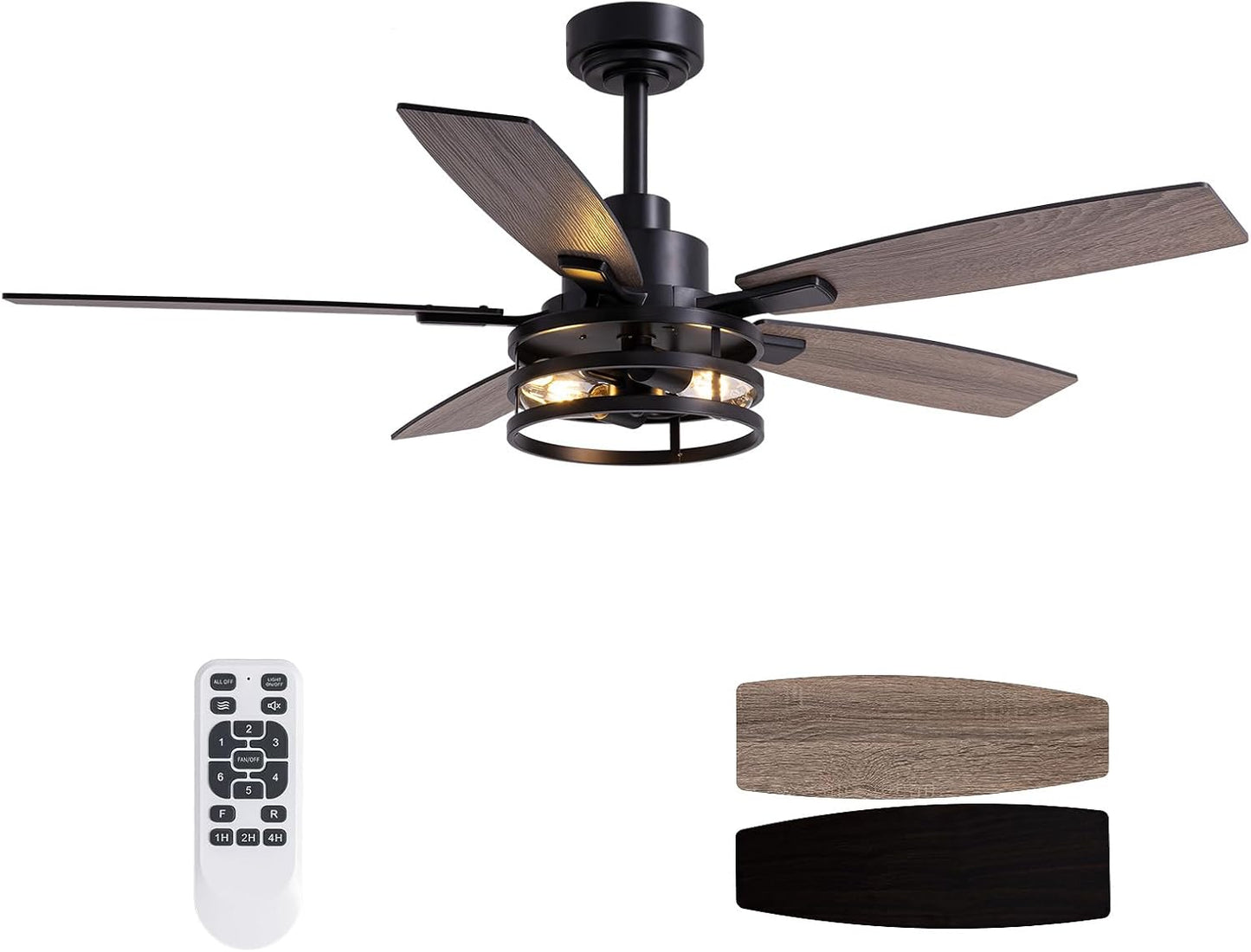 Ceiling Fans with Lights and Remote Control for Bedroom Living Room