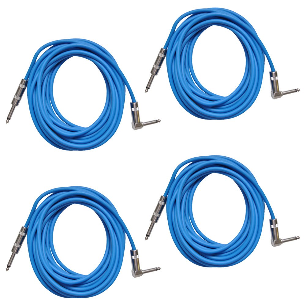 Seismic Audio 20ft Blue Guitar Cables 4 Pack