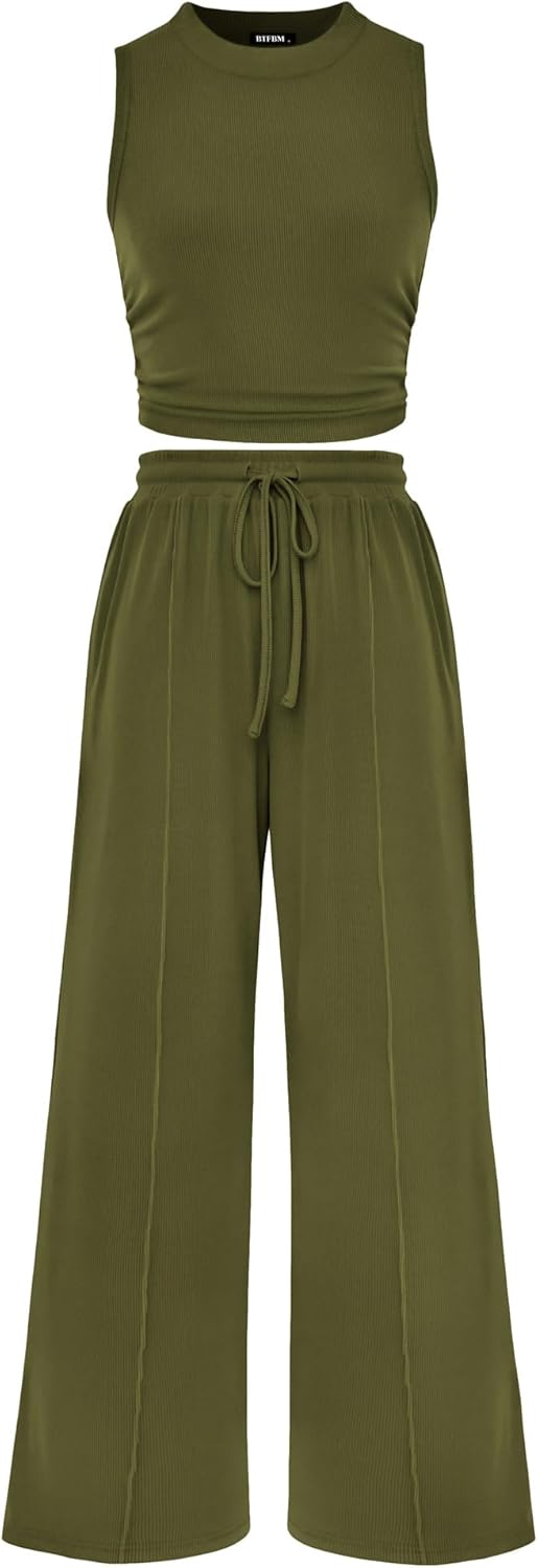 BTFBM Women Summer 2 Piece Outfits for Beach and Lounge Wear