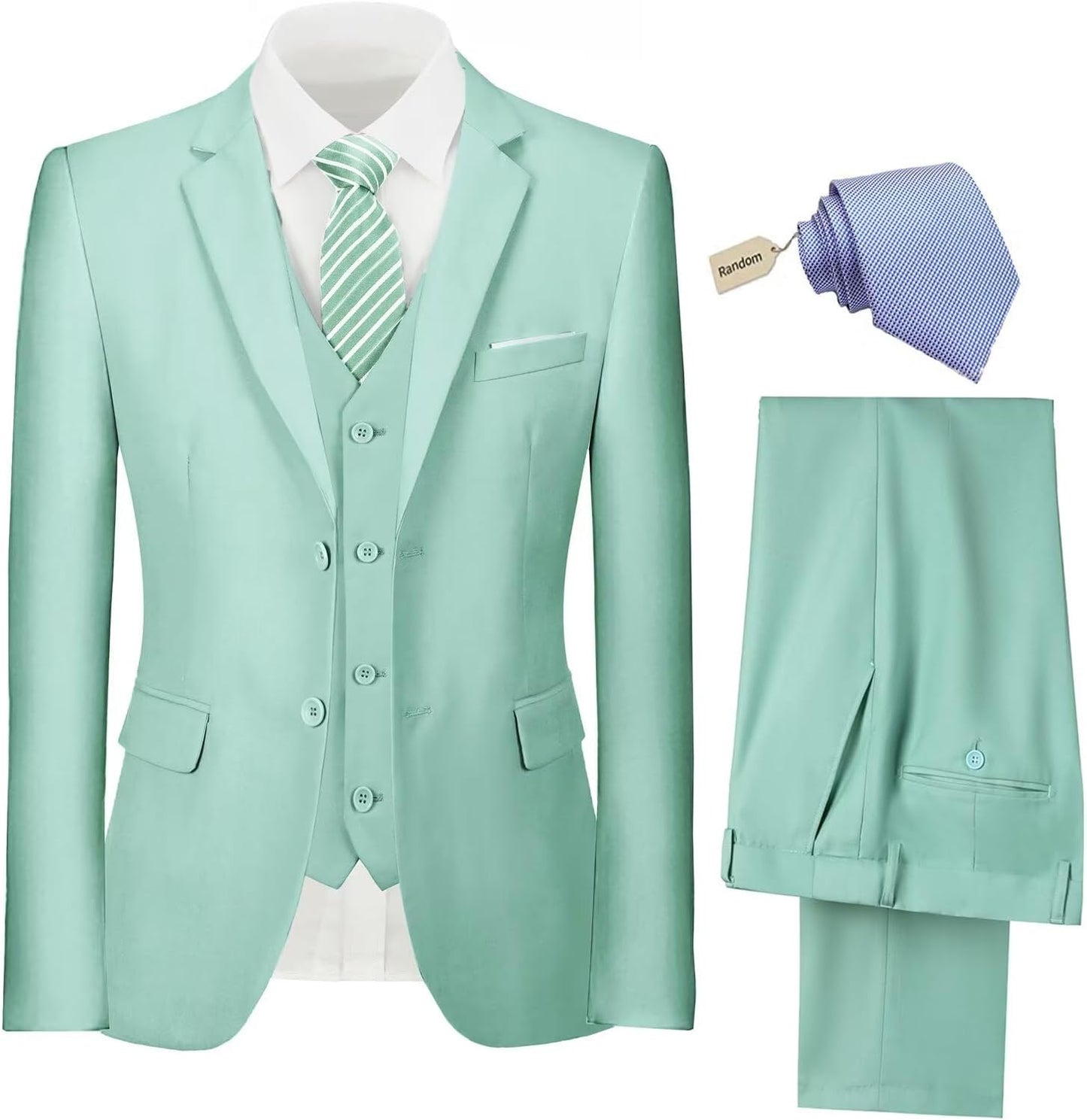 Mens Suit 3 Piece Set Slim Fit Wedding Groomsmen Suit for Men