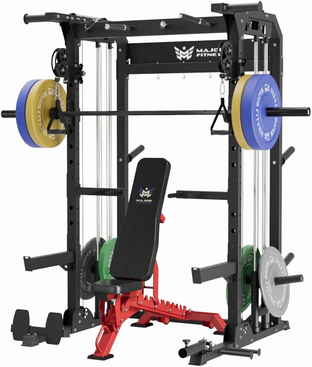 MAJOR FITNESS F22 Power Rack: 1600lbs Capacity & Dual Pulley System