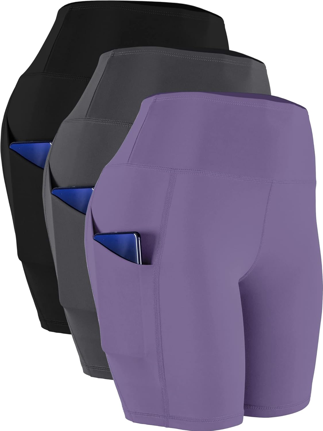 CADMUS Women's High Waist Spandex Yoga Shorts with Pockets
