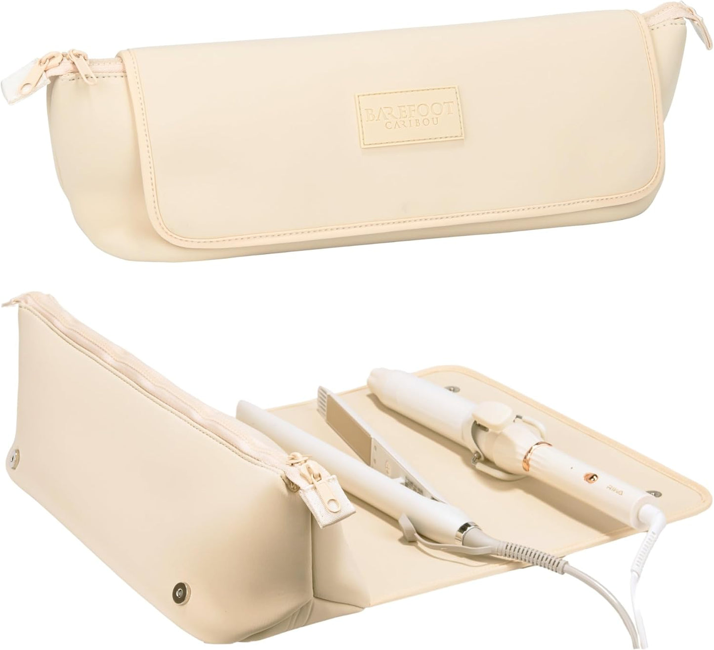 BAREFOOT CARIBOU Hair Tools Travel Bag with Heat Resistant Mat