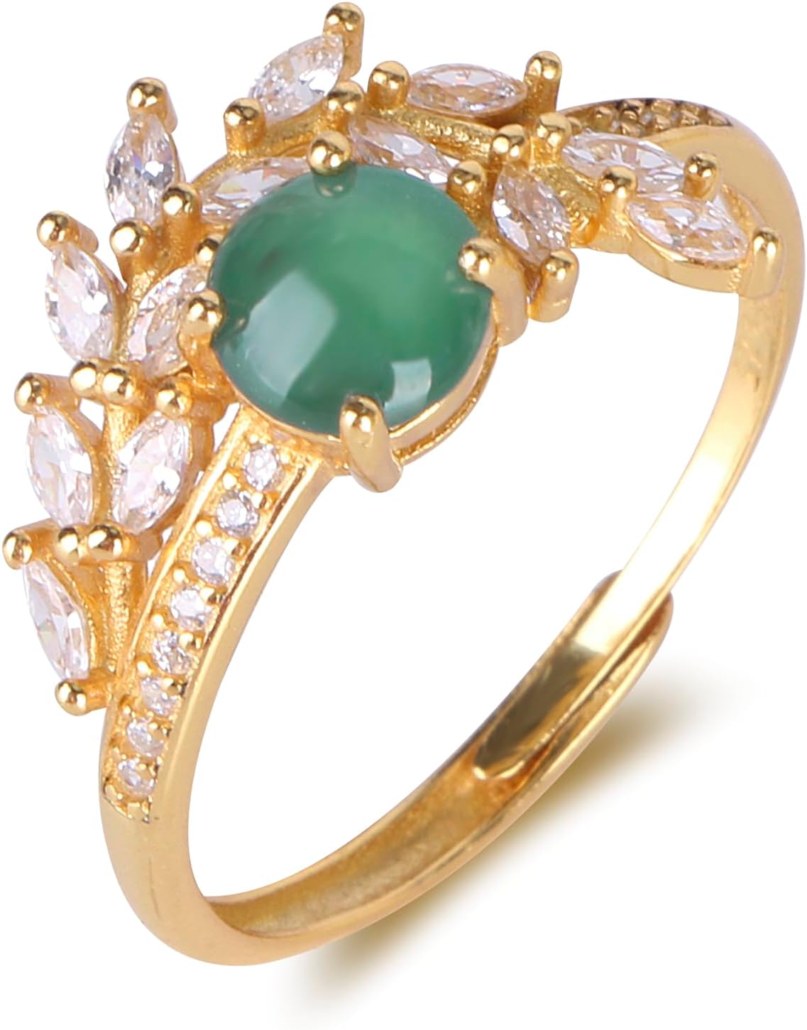 Elegant Jade Rings for Women in 925 Sterling Silver Gold Plated