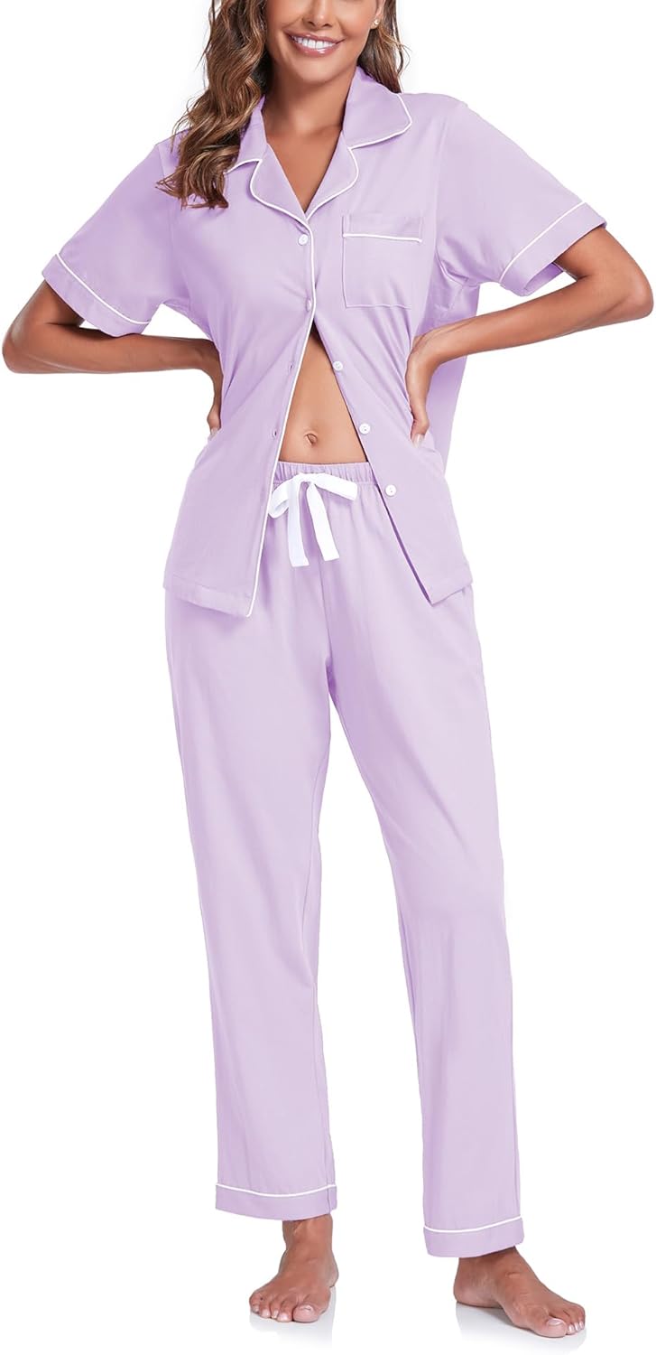 COLORFULLEAF Women's Cotton Pajama Set for Ultimate Comfort
