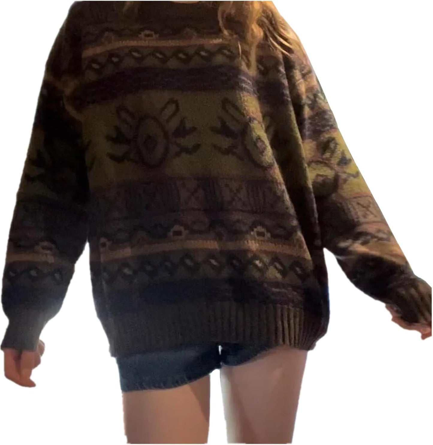 Women Y2K Argyle Striped Pullover Sweater for Vintage Style