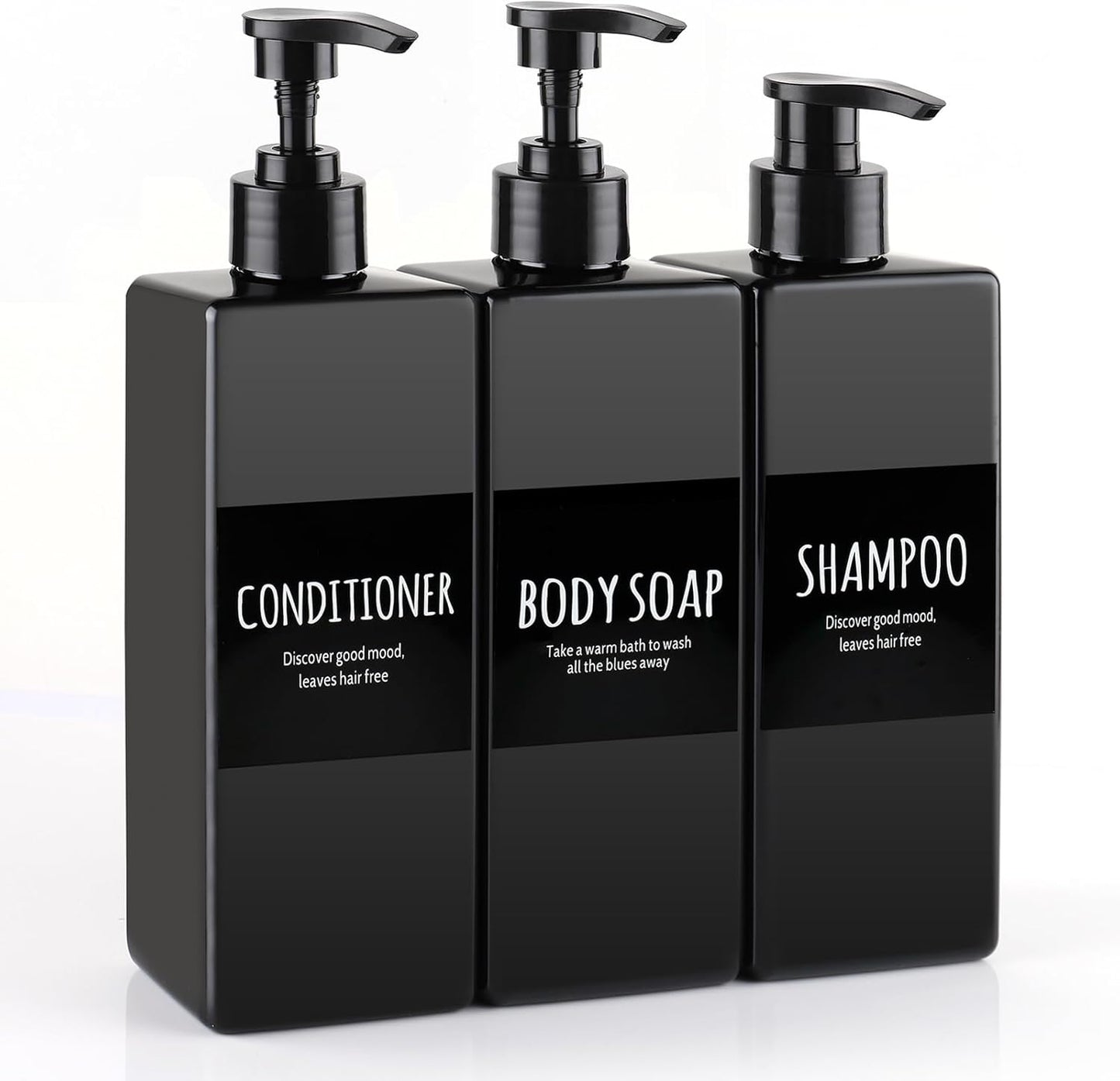 Black Pump Shower Soap Dispenser Set - 16.9 oz - deroanbott