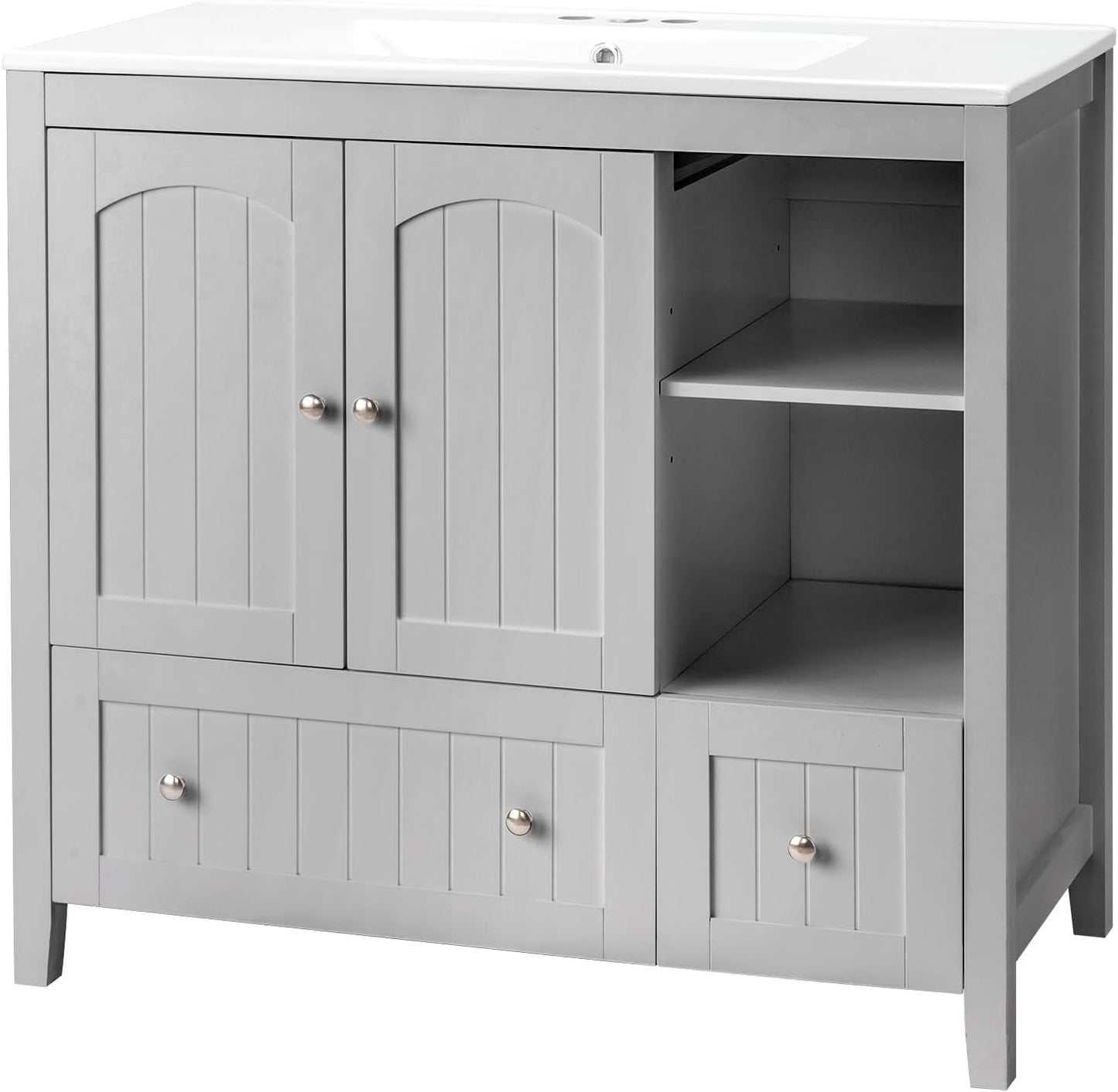VINGLI 36in Modern Bathroom Vanity with Ceramic Sink for Style