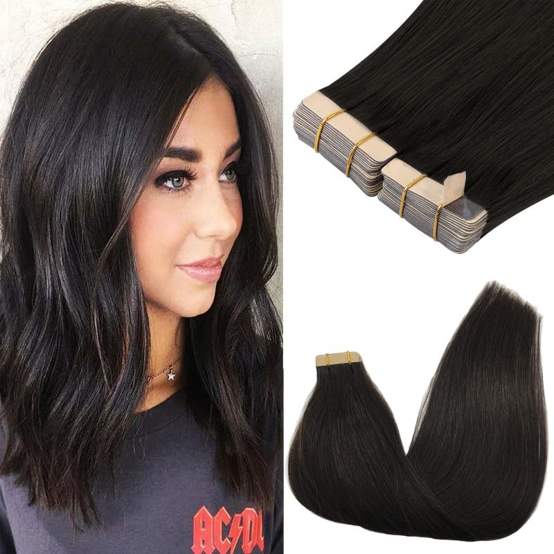 GOO GOO Tape in Hair Extensions for Natural Black 14in Style