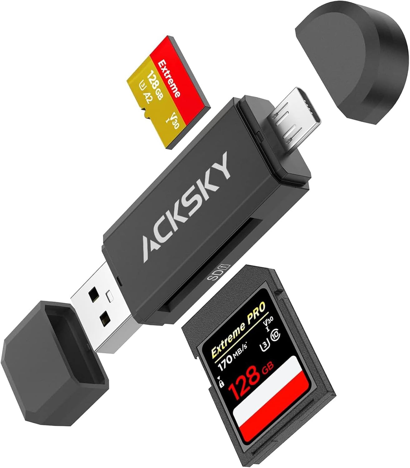 ACKSKY Dual Slot Memory Card Reader