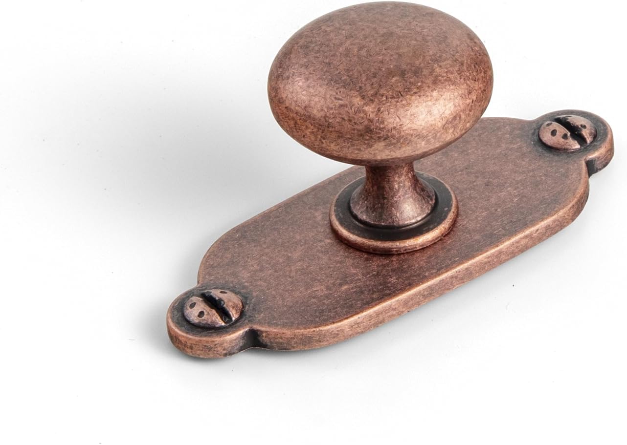 Goo-Ki Antique Copper Zinc Alloy Cabinet Knob with Backplate