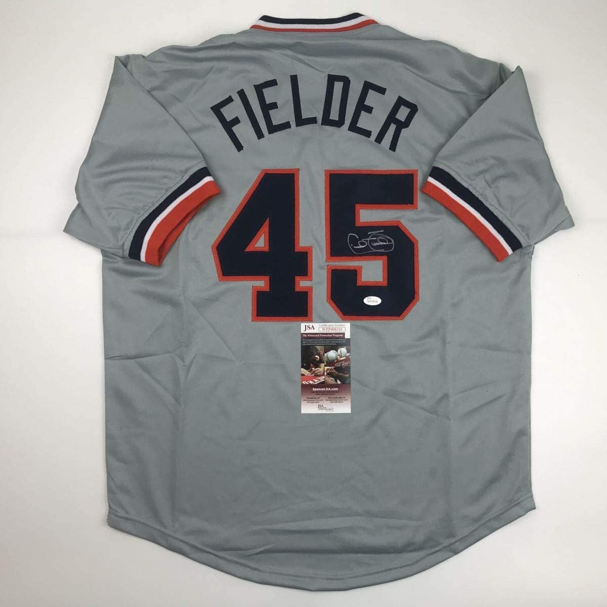 Autographed Cecil Fielder Detroit Grey Baseball Jersey with COA