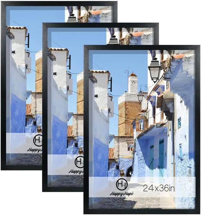 HappyHapi 24x36 Black Poster Frame Set for Stylish Displays