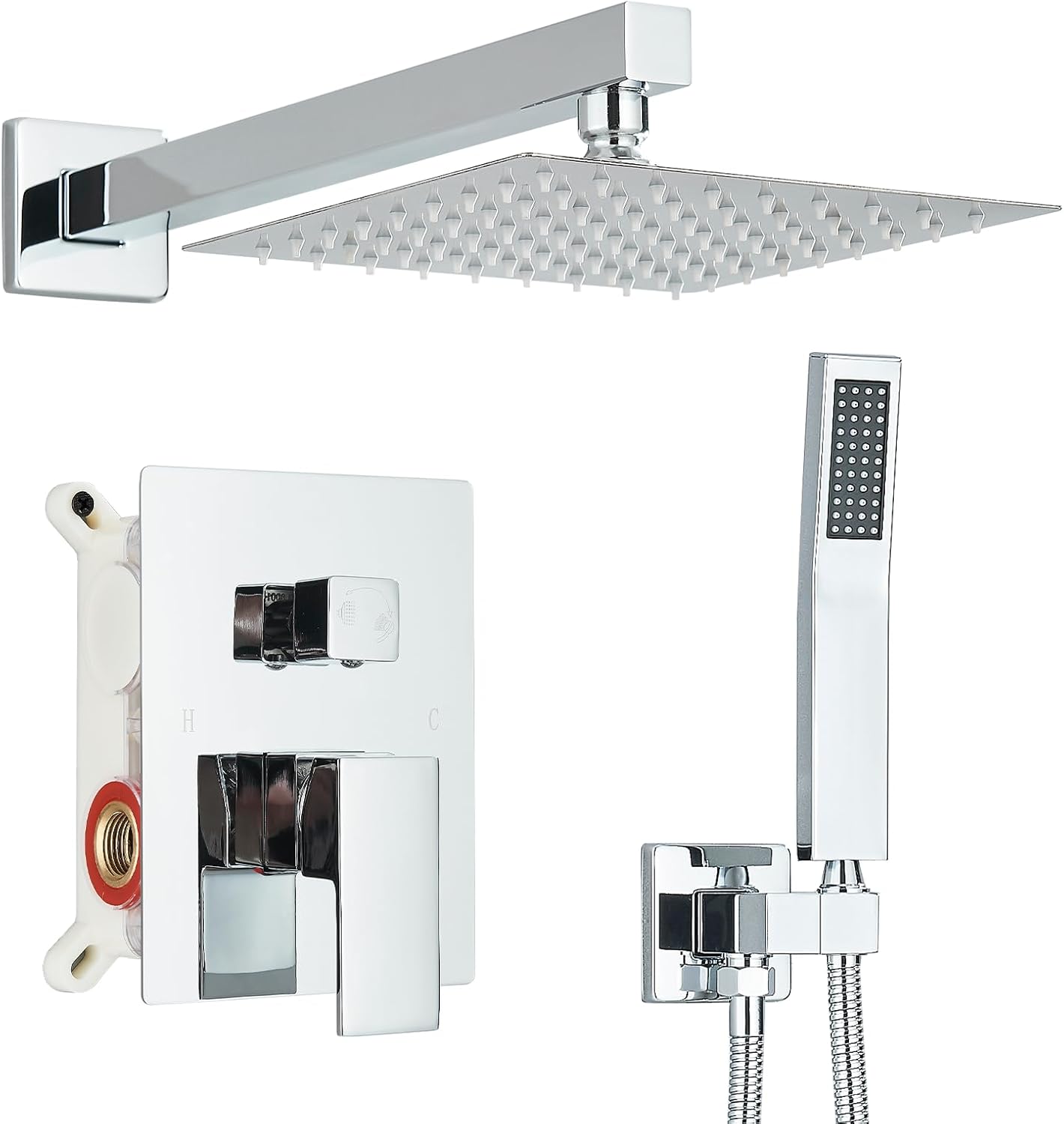 Luxury Rain Shower System with 8 Inch Head and Handheld Spray