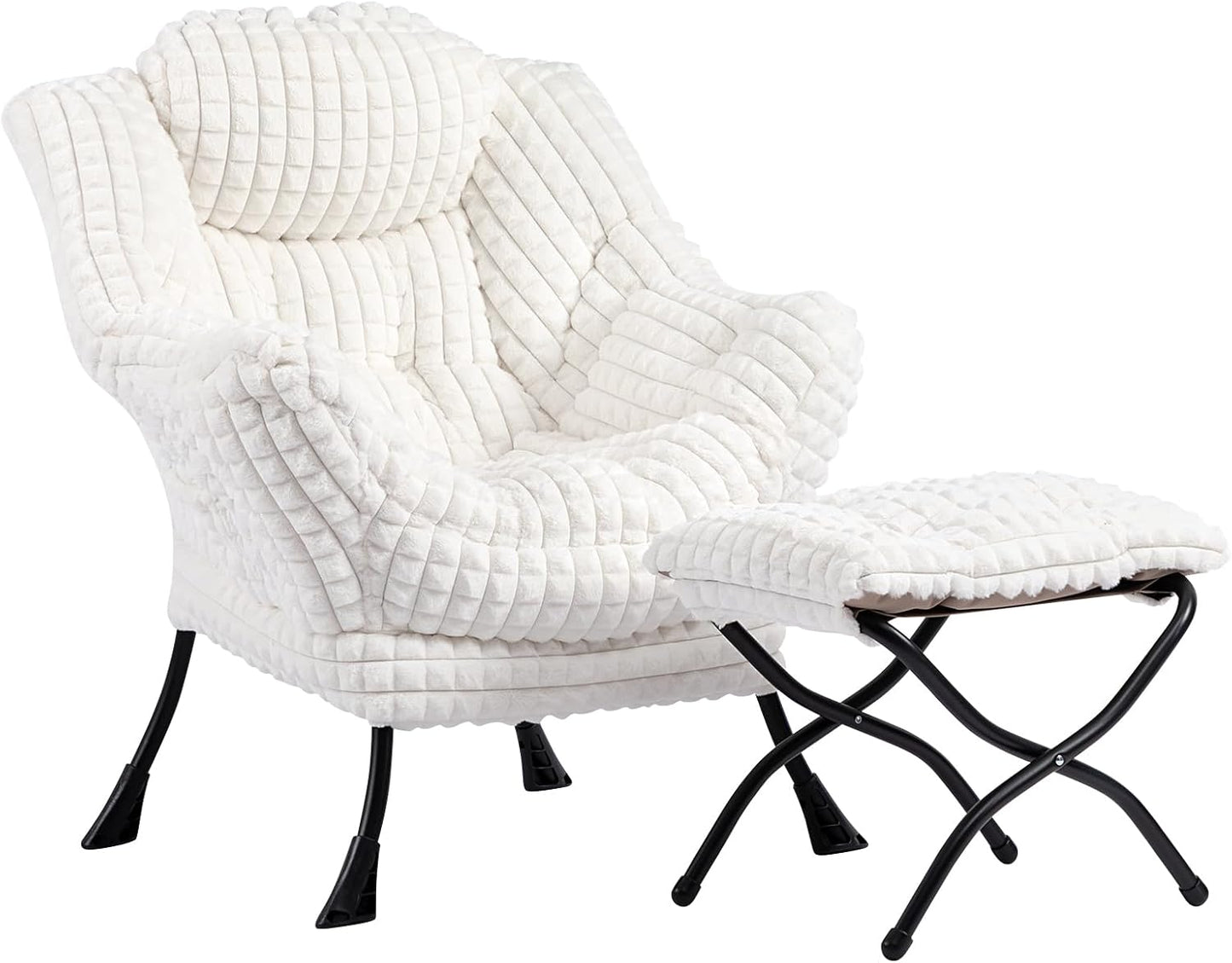 HollyHOME Lazy Chair with Foldable Ottoman for Ultimate Comfort