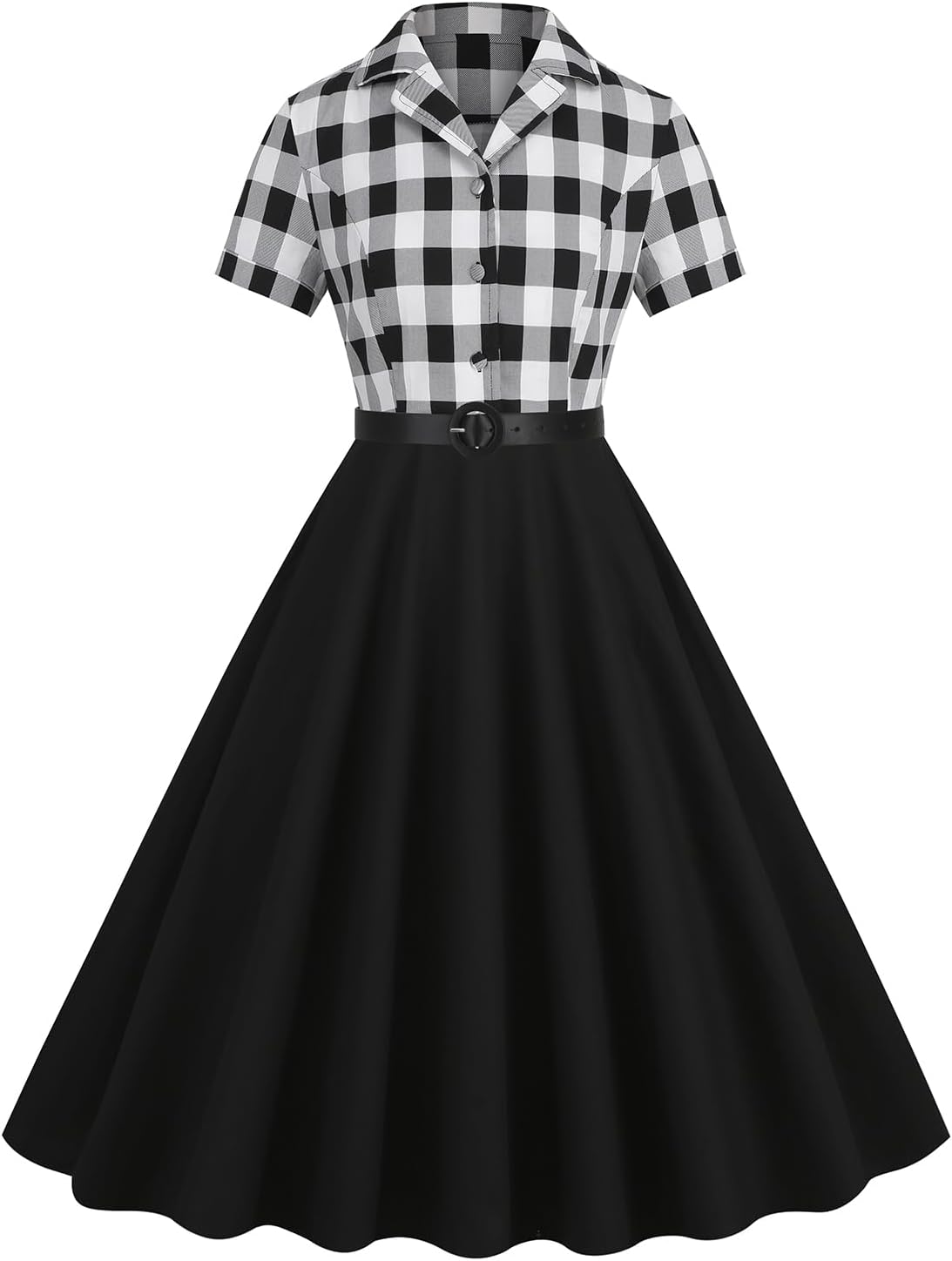 Women Vintage 1950s Retro Cocktail Swing Dress with Belt