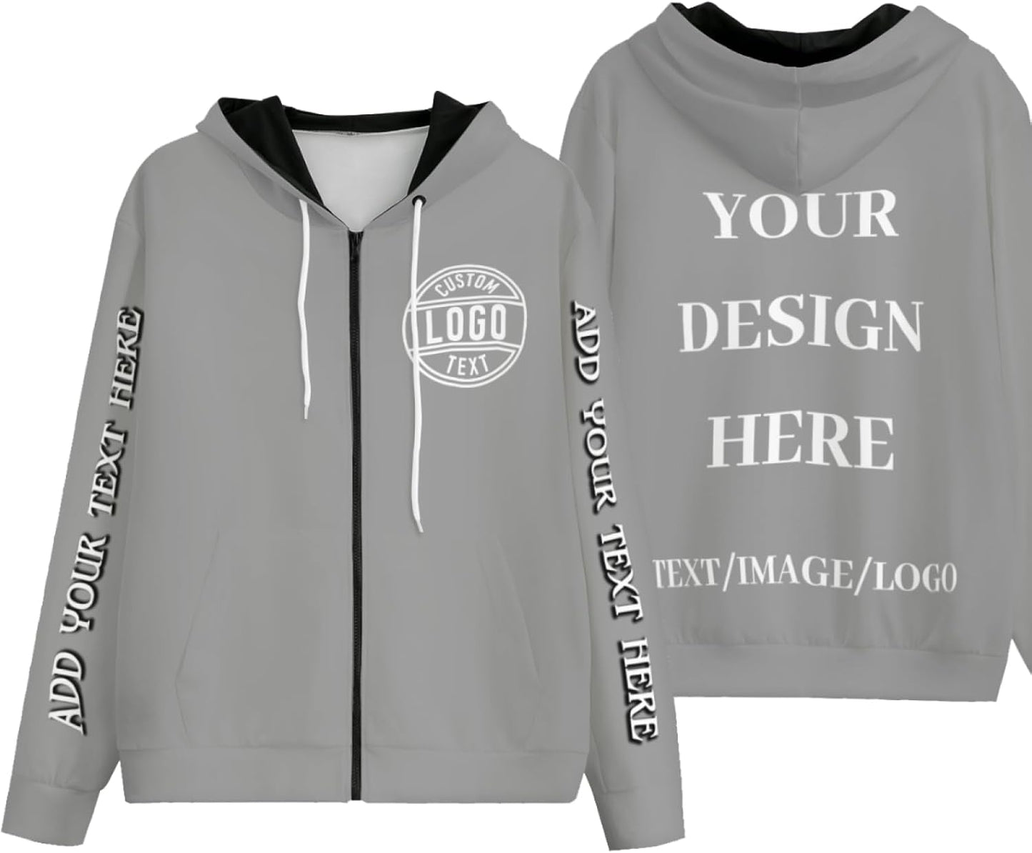 Personalized Zip-Up Hoodies - Add Your Own Design