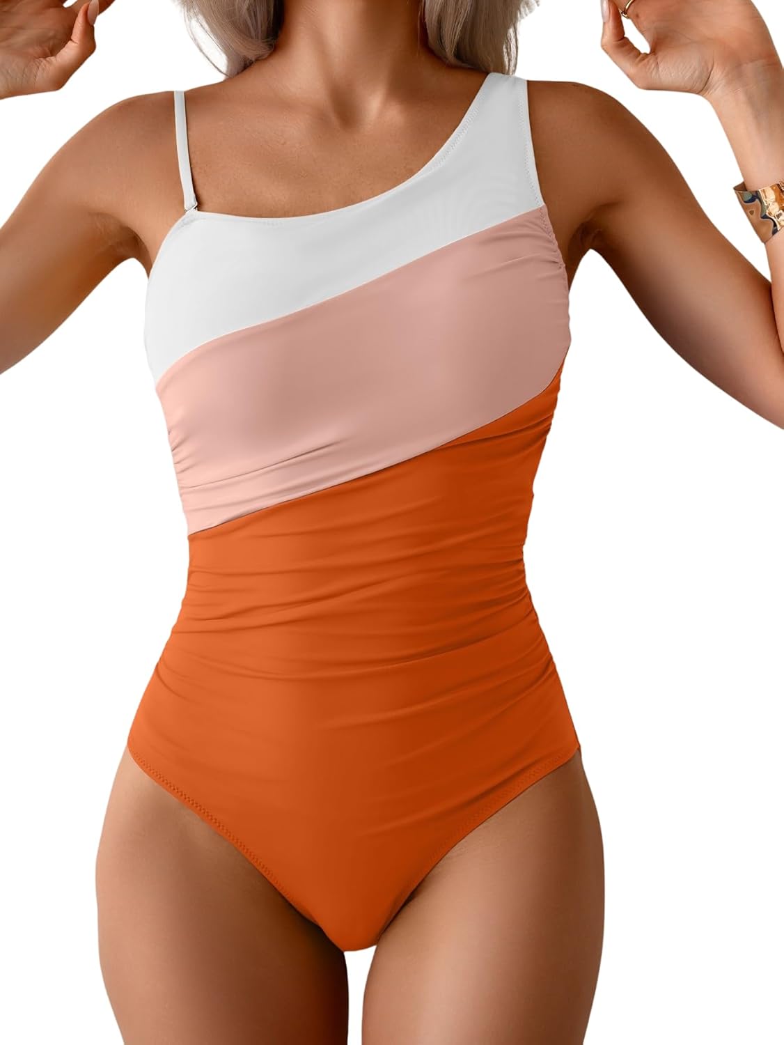 One Shoulder One Piece Swimsuit for Women with Tummy Control