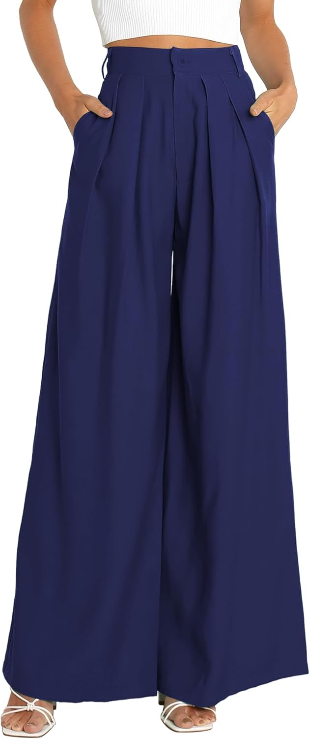 Women's High Waist Casual Wide Leg Palazzo Pants for Office