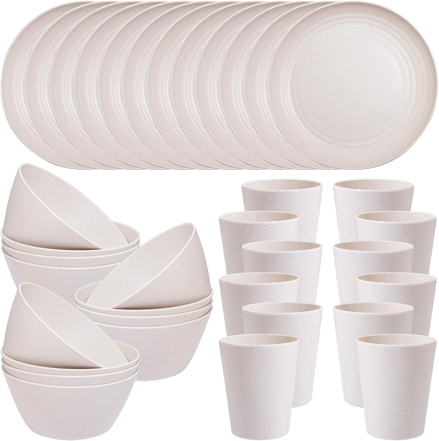 Wheat Straw Dinnerware Set of 12 - Eco-Friendly Plates & Bowls