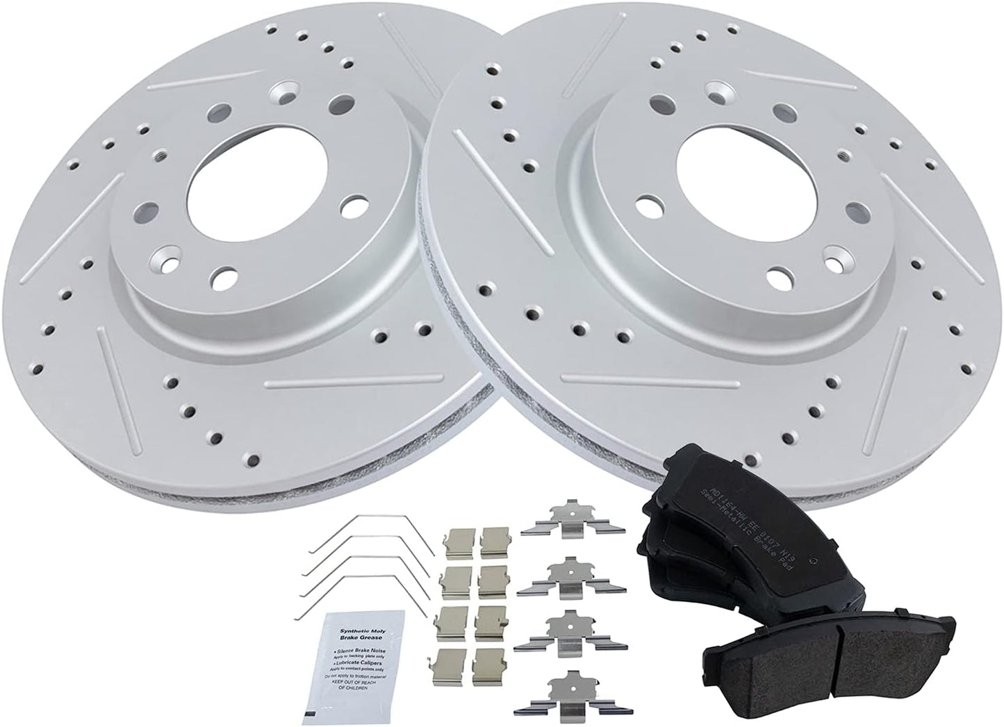 TRQ Brake Rotor Drilled & Slotted Coated Front Set for Ford